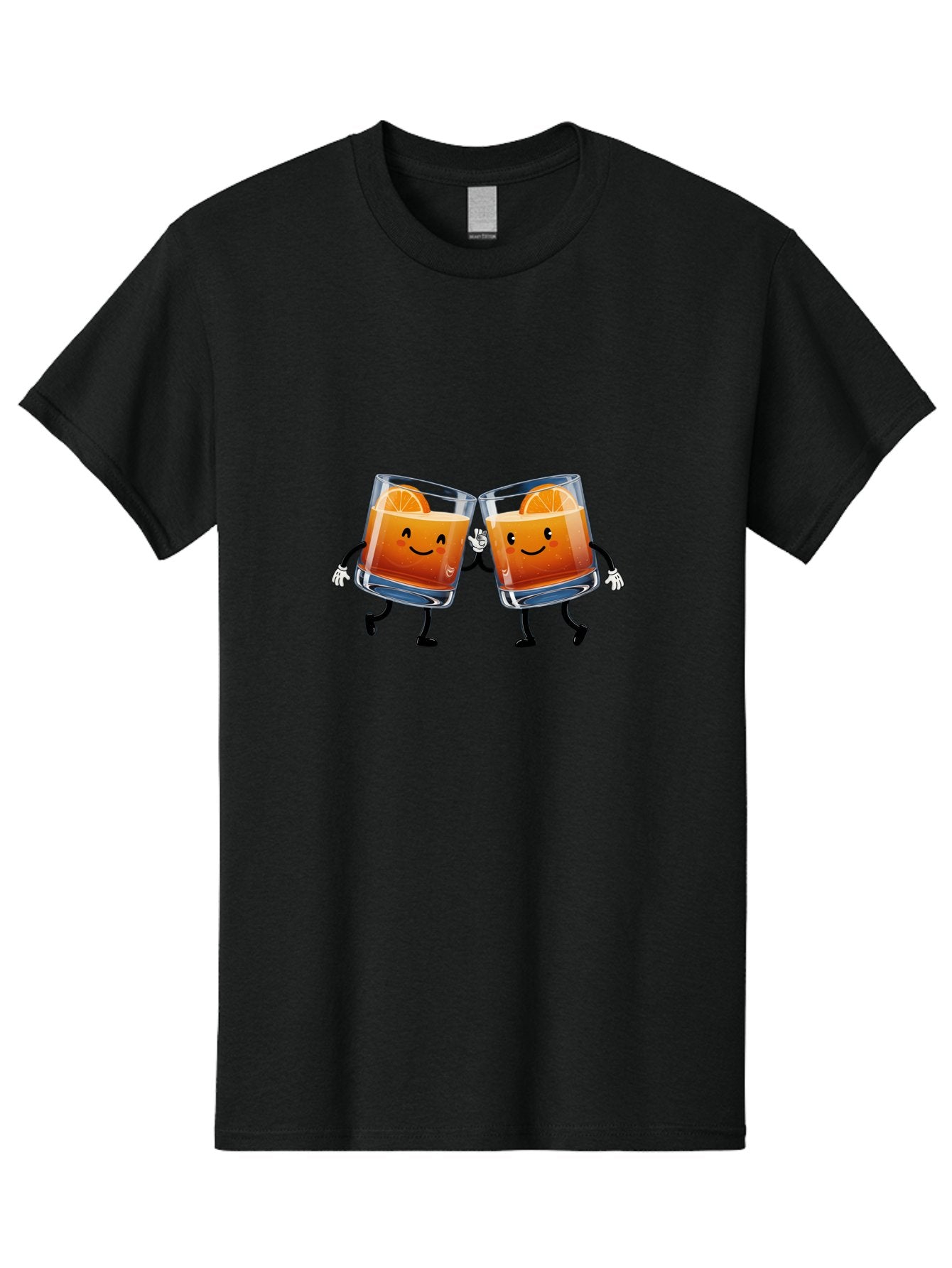 Orange-Cocktails Men'S Graphic Tee, 100% Cotton, Comfortable Casual Summer Wear, Machine Washable, Cartoon Cocktail Glasses, Orange Slices, Happy Faces, Friendly Drinks, Cocktail Party, Social Gathering, Refreshing Drinks, Citrusy Twist, Bad385 14