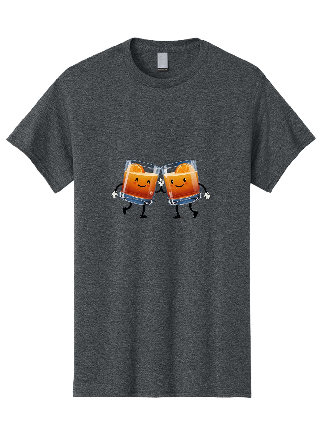 Orange-Cocktails Men'S Graphic Tee, 100% Cotton, Comfortable Casual Summer Wear, Machine Washable, Cartoon Cocktail Glasses, Orange Slices, Happy Faces, Friendly Drinks, Cocktail Party, Social Gathering, Refreshing Drinks, Citrusy Twist, Bad385 11