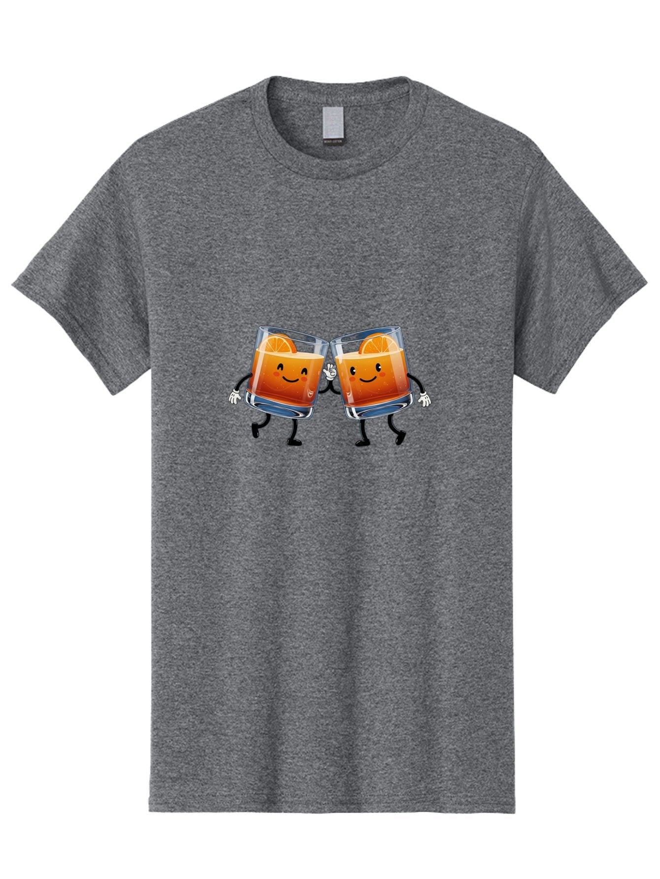 Orange-Cocktails Men'S Graphic Tee, 100% Cotton, Comfortable Casual Summer Wear, Machine Washable, Cartoon Cocktail Glasses, Orange Slices, Happy Faces, Friendly Drinks, Cocktail Party, Social Gathering, Refreshing Drinks, Citrusy Twist, Bad385 15