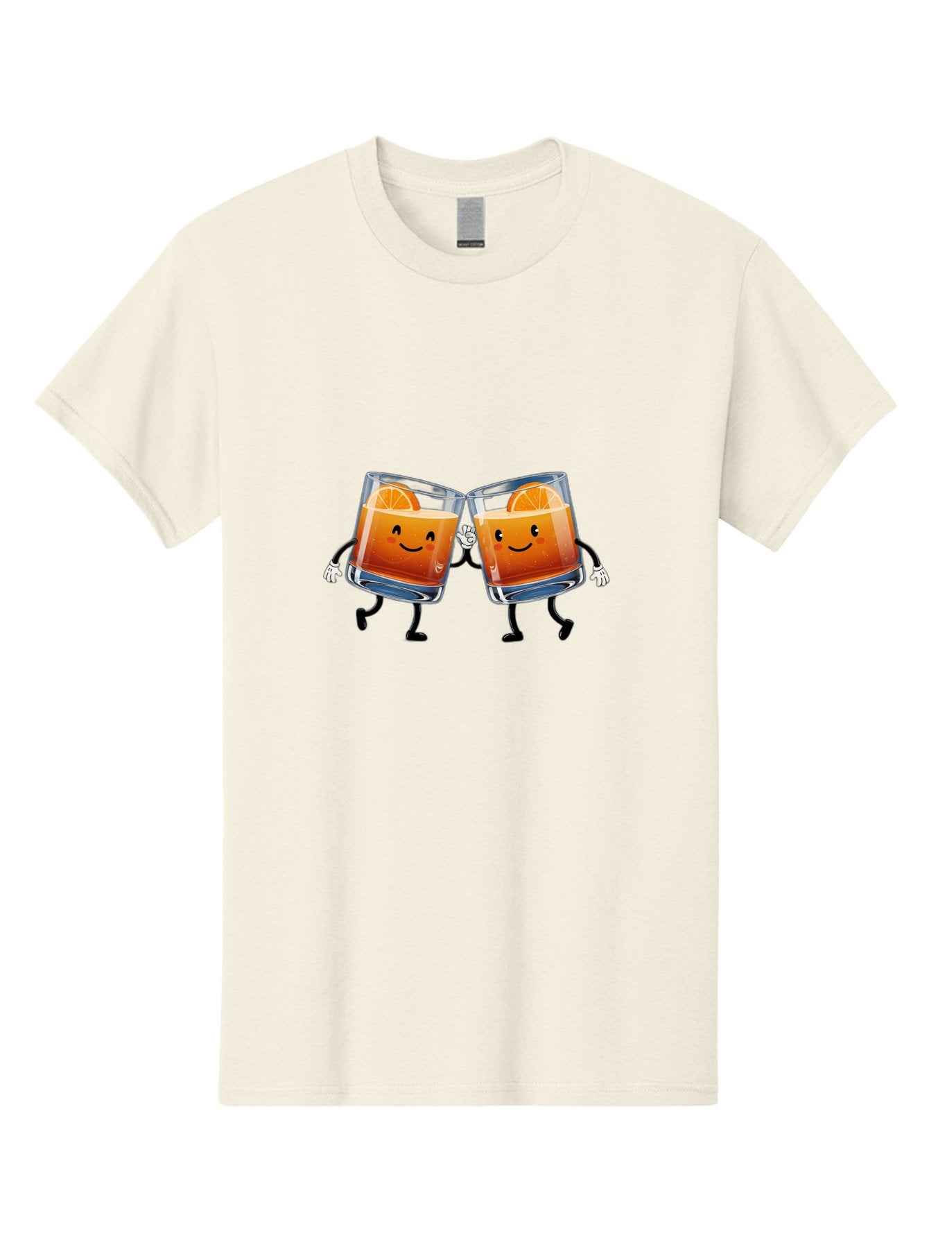 Orange-Cocktails Men'S Graphic Tee, 100% Cotton, Comfortable Casual Summer Wear, Machine Washable, Cartoon Cocktail Glasses, Orange Slices, Happy Faces, Friendly Drinks, Cocktail Party, Social Gathering, Refreshing Drinks, Citrusy Twist, Bad385 8