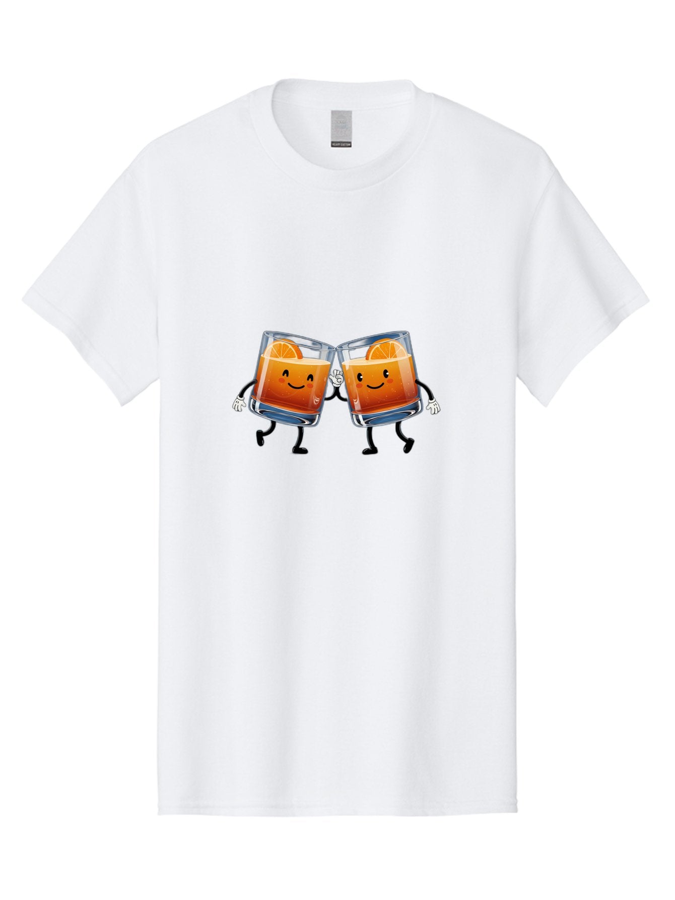 Orange-Cocktails Men'S Graphic Tee, 100% Cotton, Comfortable Casual Summer Wear, Machine Washable, Cartoon Cocktail Glasses, Orange Slices, Happy Faces, Friendly Drinks, Cocktail Party, Social Gathering, Refreshing Drinks, Citrusy Twist, Bad385 5