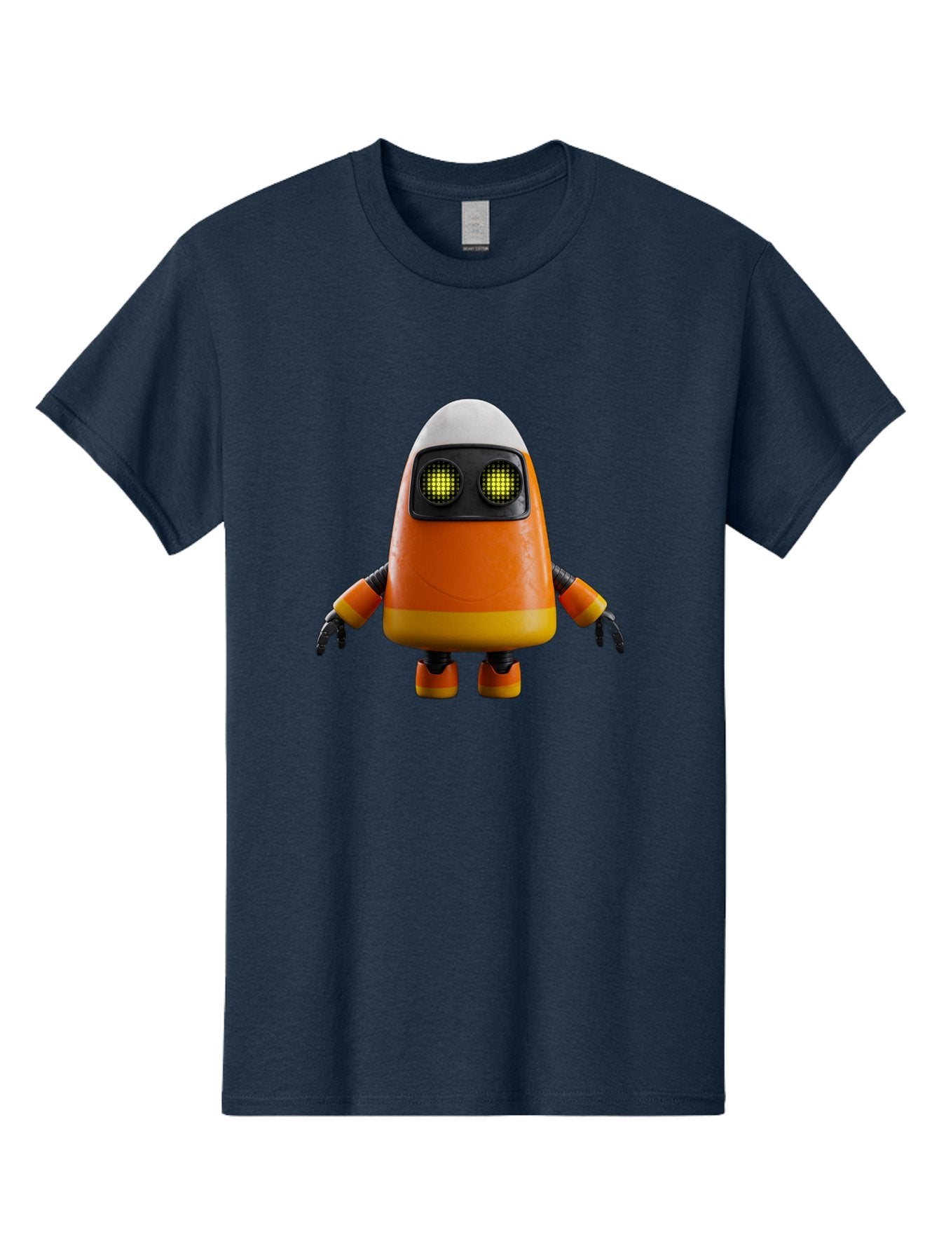 Orange-Robot Men'S Graphic Tee, 100% Cotton, Comfortable Casual Summer Wear, Machine Washable, Orange Robot, Futuristic Design, Robotic Character, Artificial Intelligence, Mechanical Limbs, Glowing Eyes, Digital Artwork, Sci-Fi Theme, Bad388