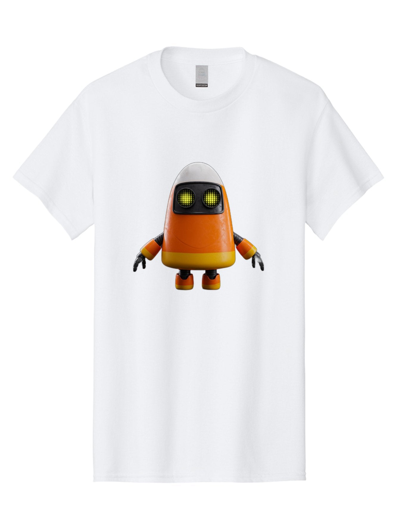 Orange-Robot Men'S Graphic Tee, 100% Cotton, Comfortable Casual Summer Wear, Machine Washable, Orange Robot, Futuristic Design, Robotic Character, Artificial Intelligence, Mechanical Limbs, Glowing Eyes, Digital Artwork, Sci-Fi Theme, Bad388 11