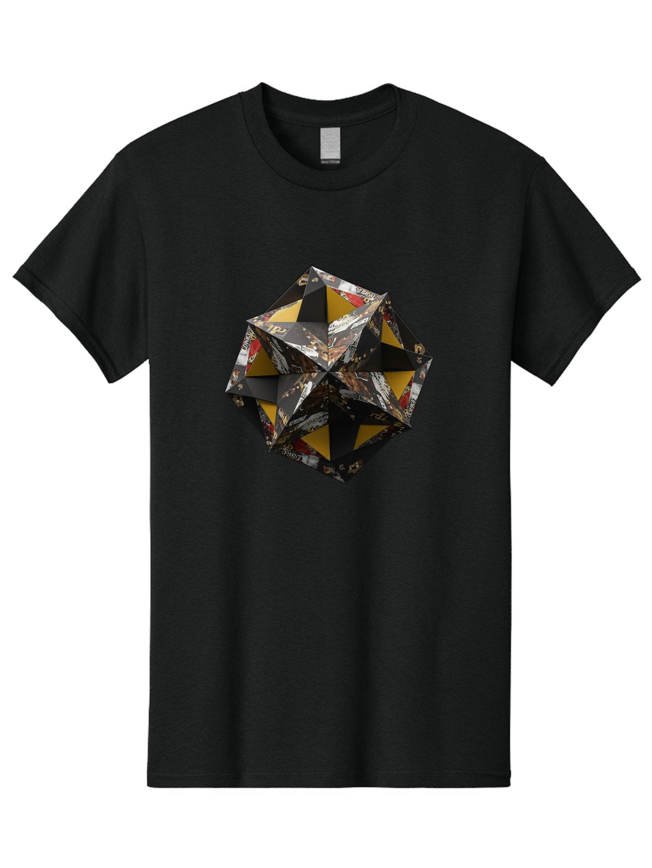 Origami-Star Men'S Graphic Tee, 100% Cotton, Comfortable Casual Summer Wear, Machine Washable, Origami Art, Folded Paper, Geometric Shape, Star Design, Yellow And Black Colors, Intricate Patterns, Creative Decoration, Festive Decor, Bad389 13