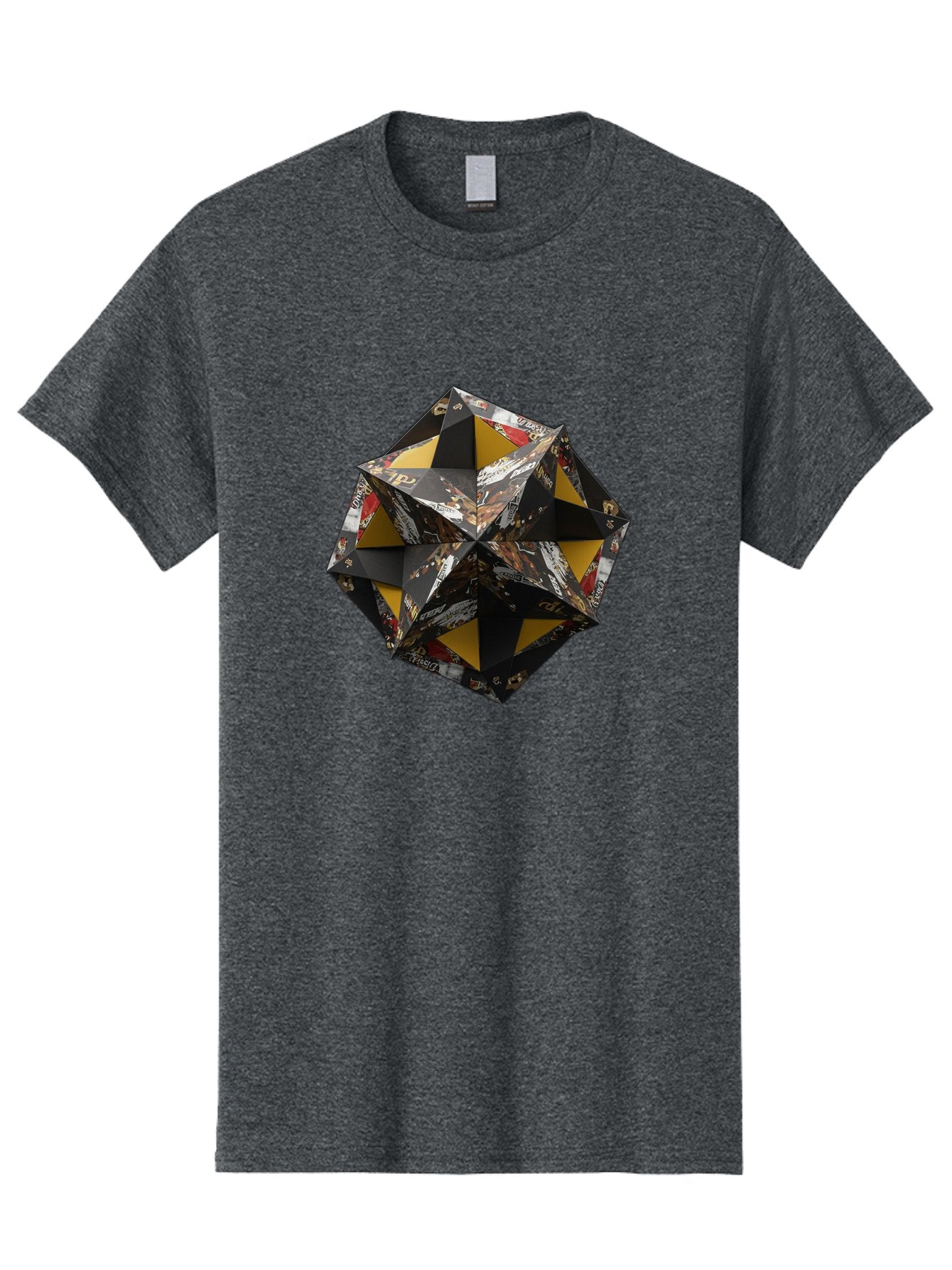 Origami-Star Men'S Graphic Tee, 100% Cotton, Comfortable Casual Summer Wear, Machine Washable, Origami Art, Folded Paper, Geometric Shape, Star Design, Yellow And Black Colors, Intricate Patterns, Creative Decoration, Festive Decor, Bad389 8