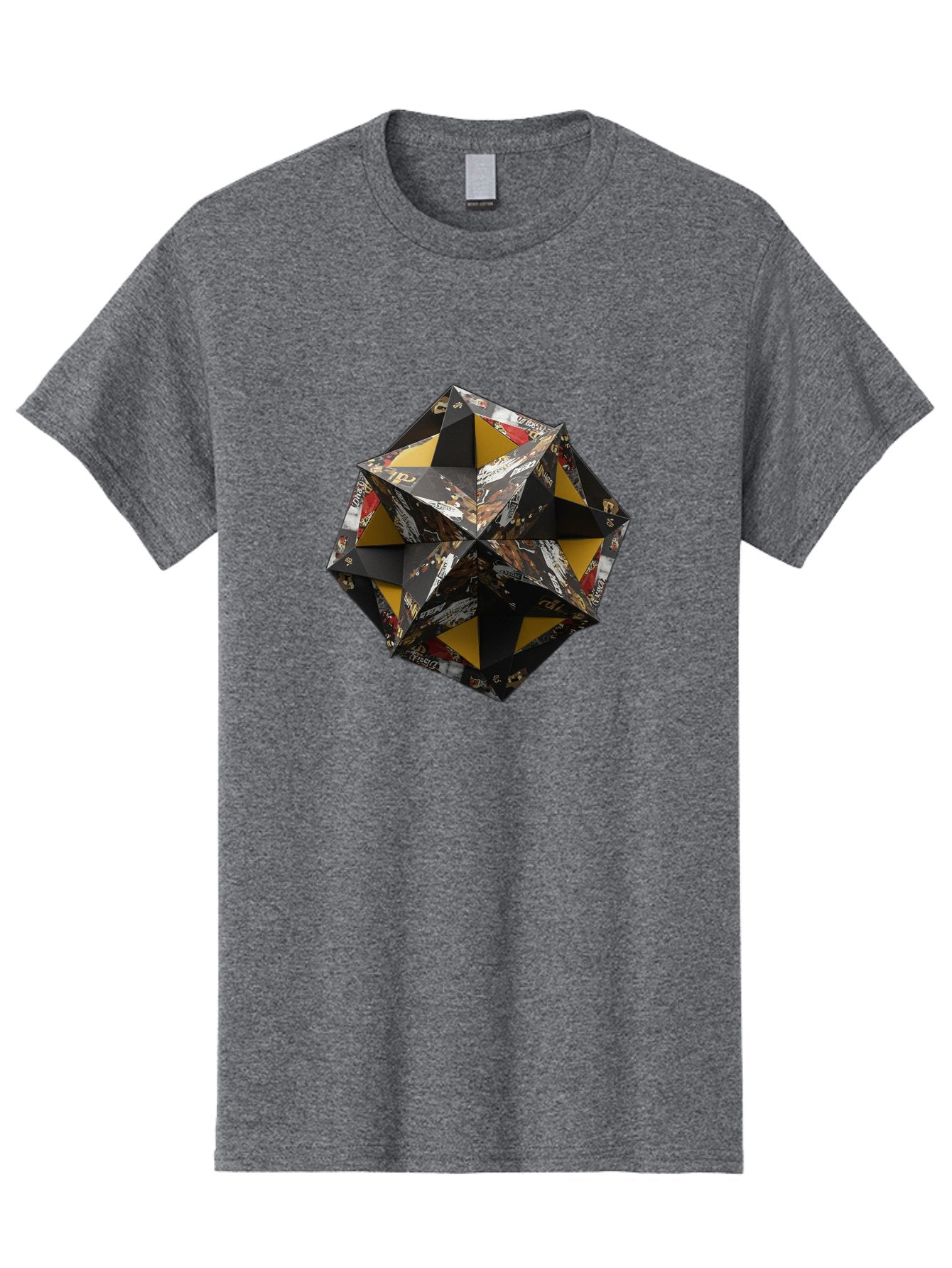 Origami-Star Men'S Graphic Tee, 100% Cotton, Comfortable Casual Summer Wear, Machine Washable, Origami Art, Folded Paper, Geometric Shape, Star Design, Yellow And Black Colors, Intricate Patterns, Creative Decoration, Festive Decor, Bad389 4