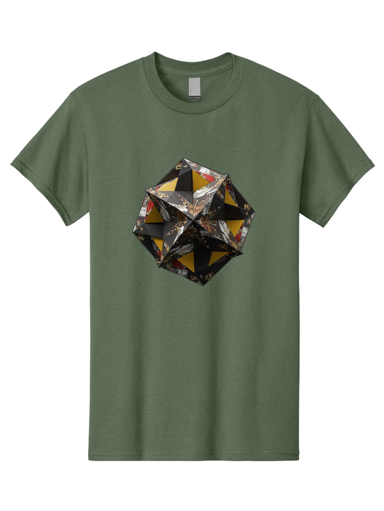 Origami-Star Men'S Graphic Tee, 100% Cotton, Comfortable Casual Summer Wear, Machine Washable, Origami Art, Folded Paper, Geometric Shape, Star Design, Yellow And Black Colors, Intricate Patterns, Creative Decoration, Festive Decor, Bad389 14