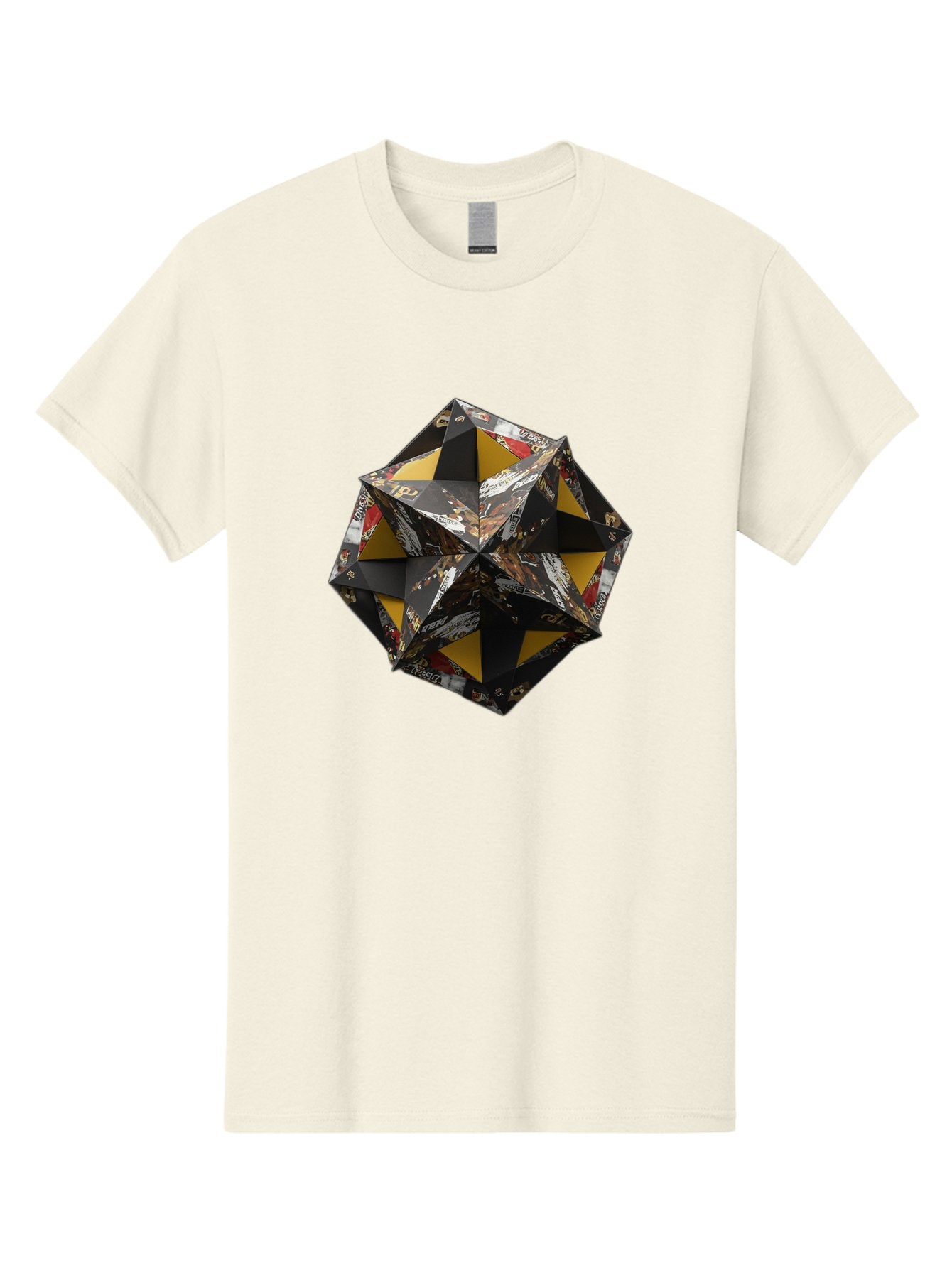 Origami-Star Men'S Graphic Tee, 100% Cotton, Comfortable Casual Summer Wear, Machine Washable, Origami Art, Folded Paper, Geometric Shape, Star Design, Yellow And Black Colors, Intricate Patterns, Creative Decoration, Festive Decor, Bad389 11