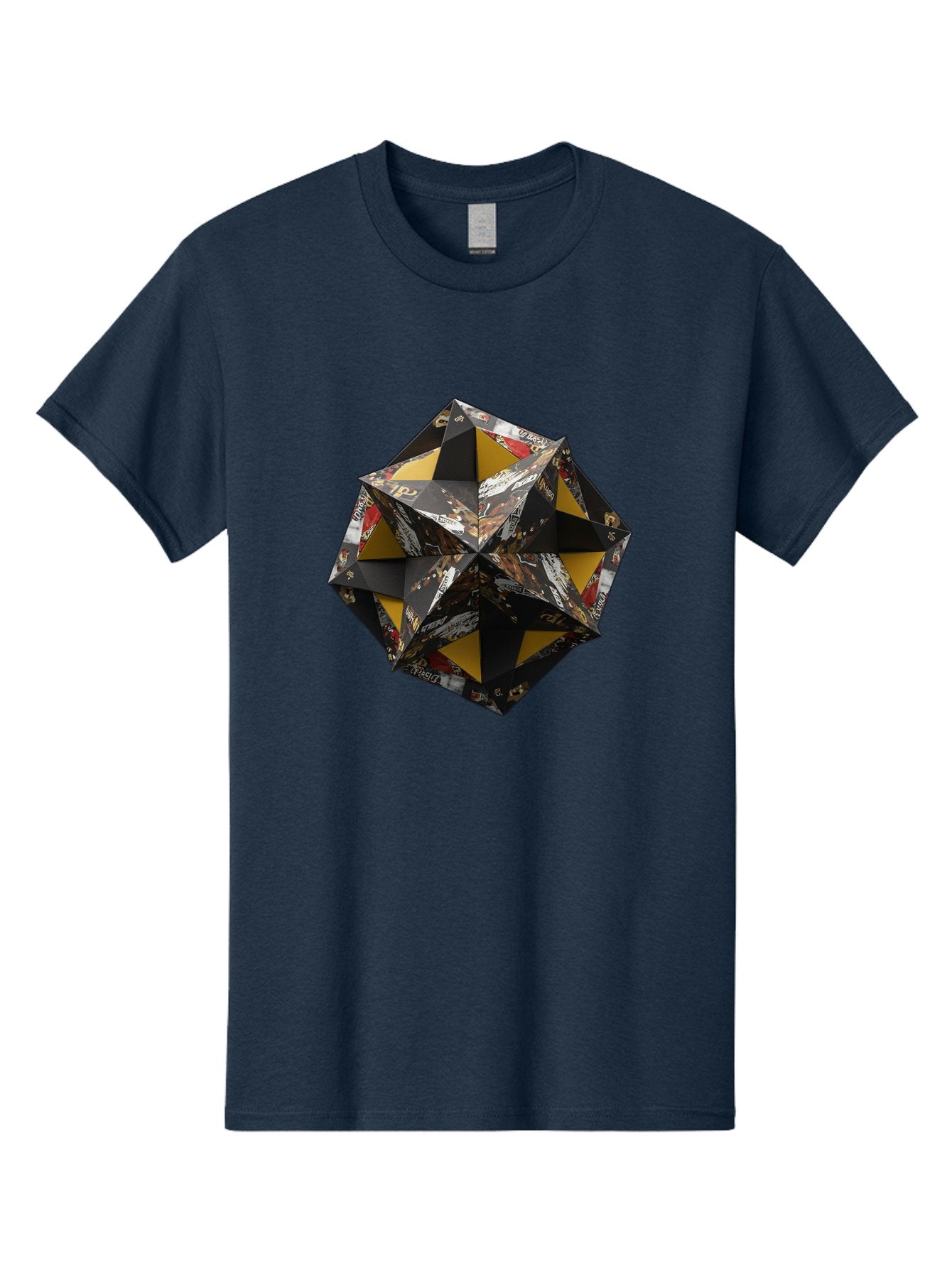 Origami-Star Men'S Graphic Tee, 100% Cotton, Comfortable Casual Summer Wear, Machine Washable, Origami Art, Folded Paper, Geometric Shape, Star Design, Yellow And Black Colors, Intricate Patterns, Creative Decoration, Festive Decor, Bad389 6