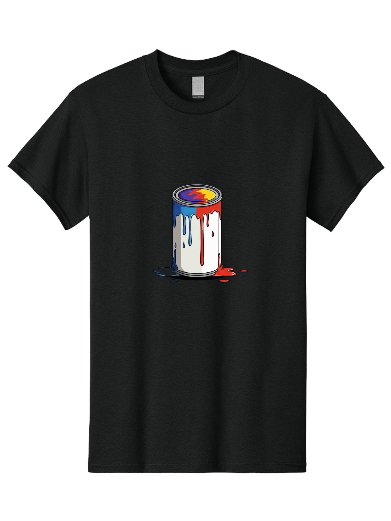 Paint-Can Men'S Graphic Tee, 100% Cotton, Comfortable Casual Summer Wear, Machine Washable, Paint Can, Colorful Paint, Vibrant Colors, Creative Art, Abstract Design, Paint Drips, Artistic Expression Bad392 13