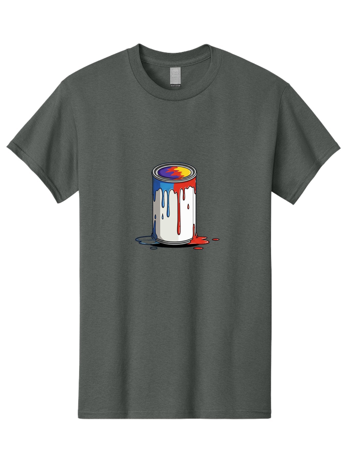 Paint-Can Men'S Graphic Tee, 100% Cotton, Comfortable Casual Summer Wear, Machine Washable, Paint Can, Colorful Paint, Vibrant Colors, Creative Art, Abstract Design, Paint Drips, Artistic Expression Bad392 15
