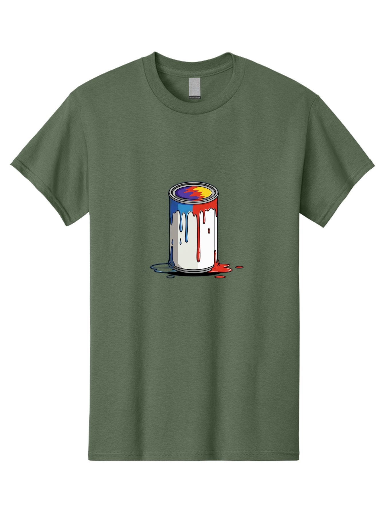 Paint-Can Men'S Graphic Tee, 100% Cotton, Comfortable Casual Summer Wear, Machine Washable, Paint Can, Colorful Paint, Vibrant Colors, Creative Art, Abstract Design, Paint Drips, Artistic Expression Bad392 14