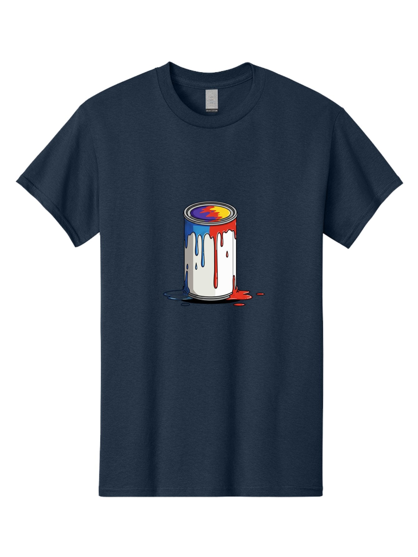 Paint-Can Men'S Graphic Tee, 100% Cotton, Comfortable Casual Summer Wear, Machine Washable, Paint Can, Colorful Paint, Vibrant Colors, Creative Art, Abstract Design, Paint Drips, Artistic Expression Bad392 4