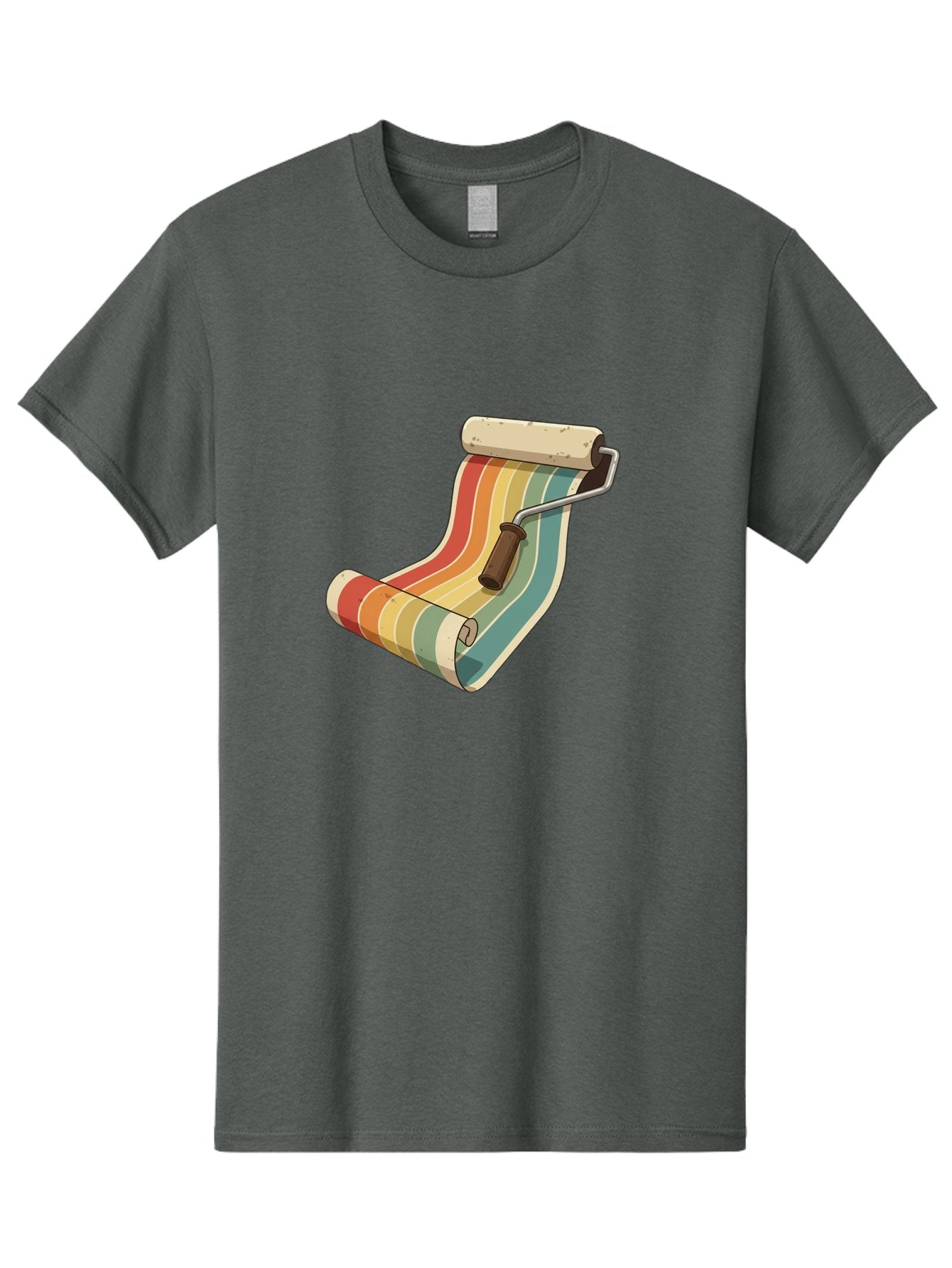 Paint-Roller Men'S Graphic Tee, 100% Cotton, Comfortable Casual Summer Wear, Machine Washable, Paint Roller, Wallpaper, Home Decor, Interior Design, Diy Project, Colorful Stripes, Renovation, Decoration Ideas, Home Improvement Bad395