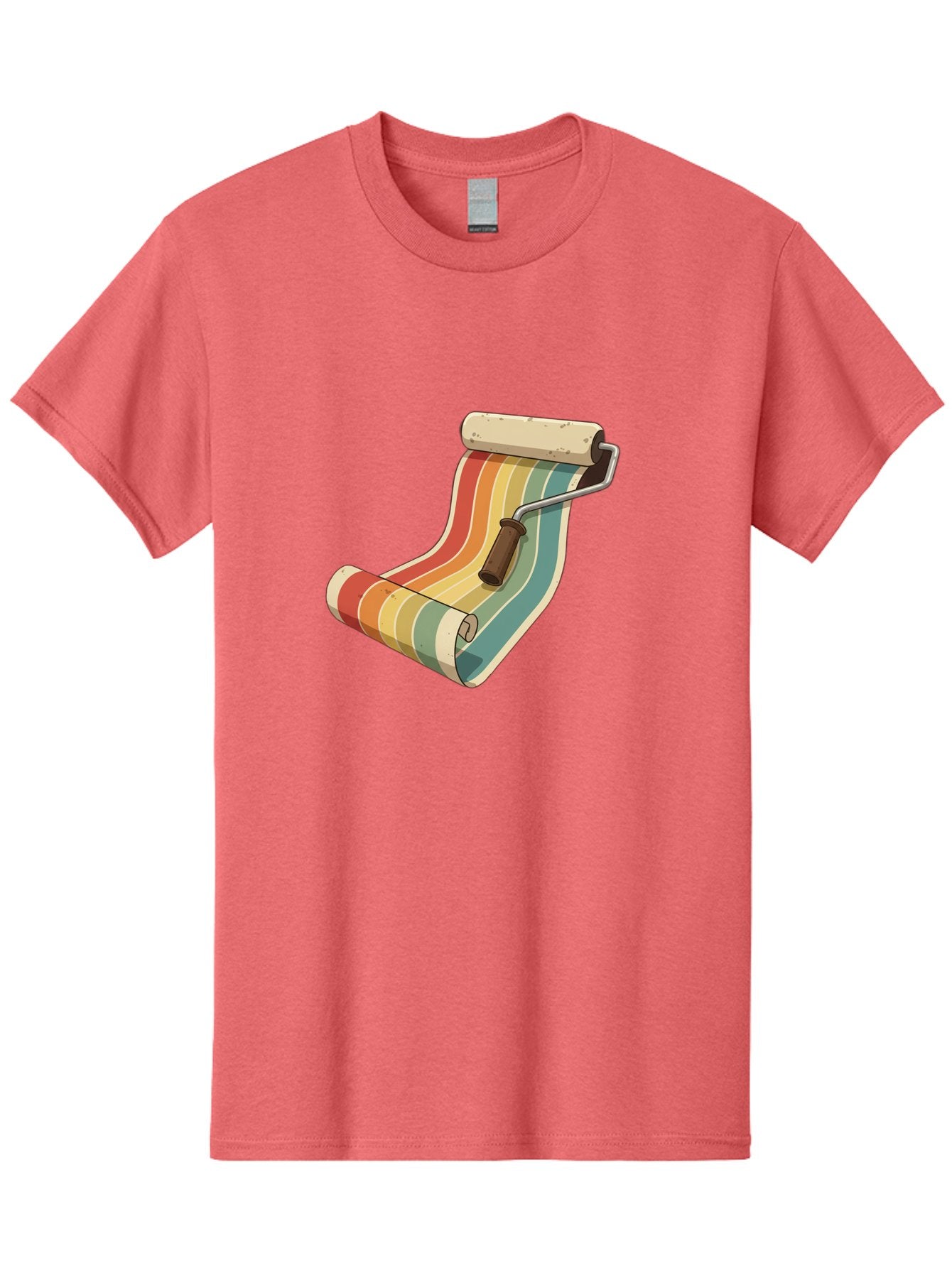 Paint-Roller Men'S Graphic Tee, 100% Cotton, Comfortable Casual Summer Wear, Machine Washable, Paint Roller, Wallpaper, Home Decor, Interior Design, Diy Project, Colorful Stripes, Renovation, Decoration Ideas, Home Improvement Bad395 13