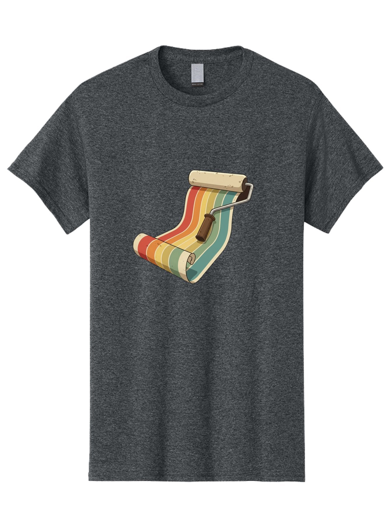 Paint-Roller Men'S Graphic Tee, 100% Cotton, Comfortable Casual Summer Wear, Machine Washable, Paint Roller, Wallpaper, Home Decor, Interior Design, Diy Project, Colorful Stripes, Renovation, Decoration Ideas, Home Improvement Bad395 8