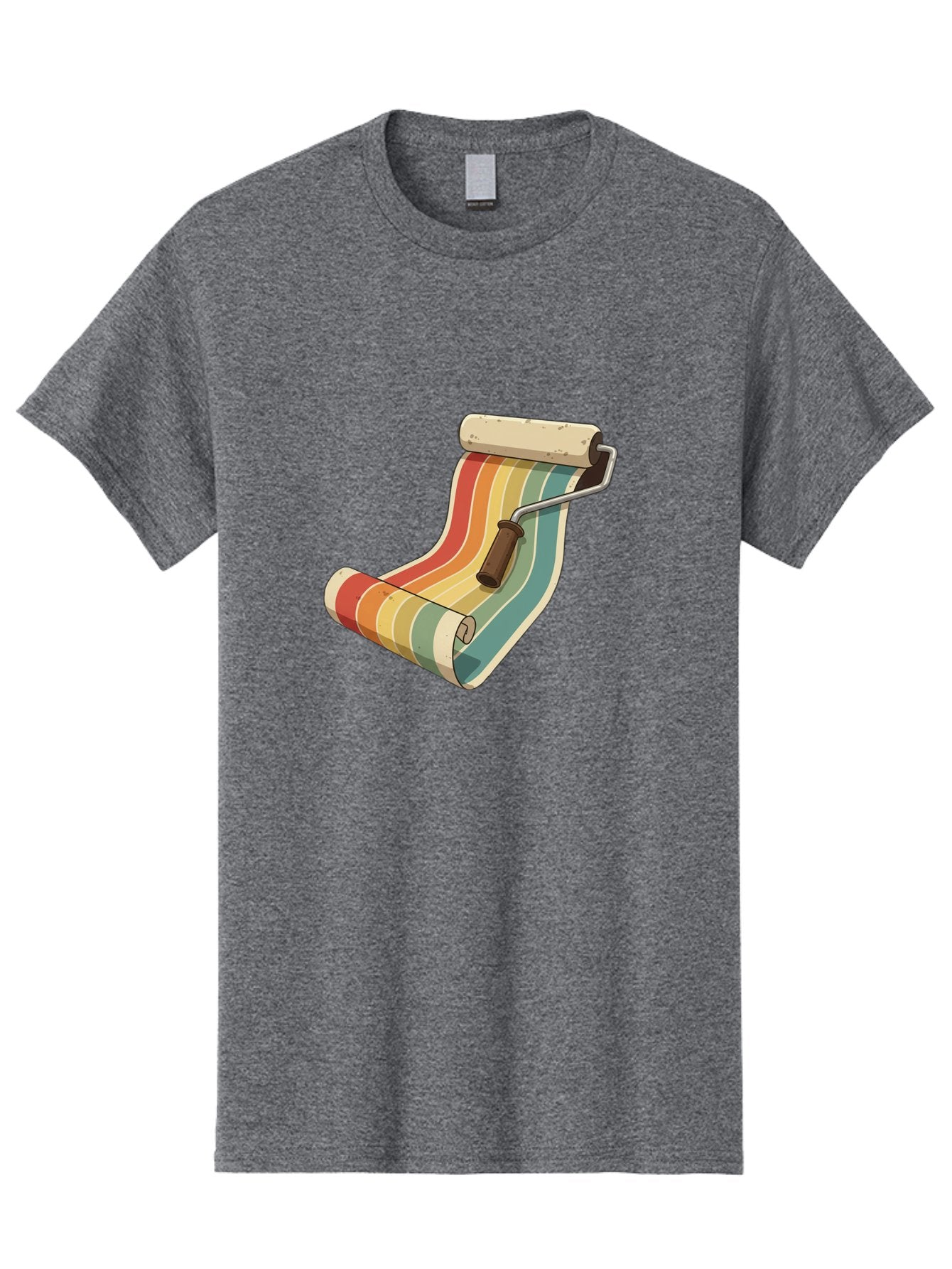 Paint-Roller Men'S Graphic Tee, 100% Cotton, Comfortable Casual Summer Wear, Machine Washable, Paint Roller, Wallpaper, Home Decor, Interior Design, Diy Project, Colorful Stripes, Renovation, Decoration Ideas, Home Improvement Bad395 14