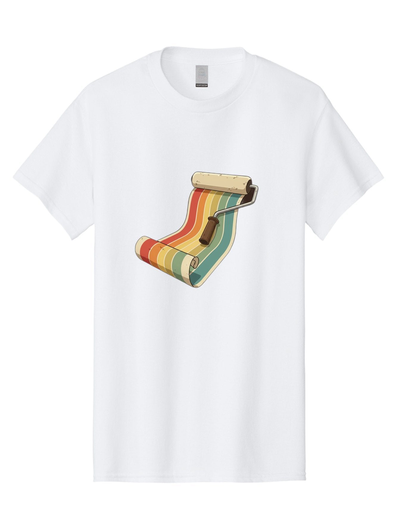 Paint-Roller Men'S Graphic Tee, 100% Cotton, Comfortable Casual Summer Wear, Machine Washable, Paint Roller, Wallpaper, Home Decor, Interior Design, Diy Project, Colorful Stripes, Renovation, Decoration Ideas, Home Improvement Bad395 6