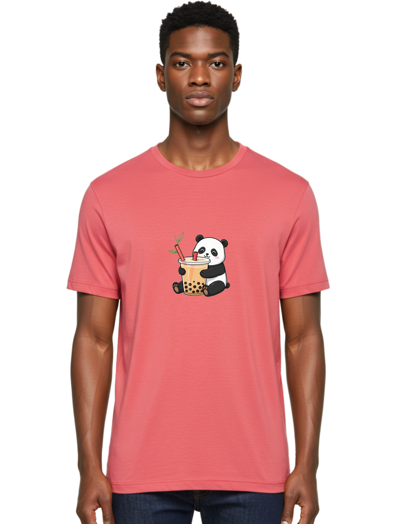 Panda-Bubble-Tea Men'S Graphic Tee, 100% Cotton, Comfortable Casual Summer Wear, Machine Washable, Cute Panda, Bubble Tea, Boba, Kawaii, Cartoon Character, Adorable, Tea Drink, Straw, Black Boba, Milk Tea, Happy Panda, Tea Lover, Boba Lover Bad399 21