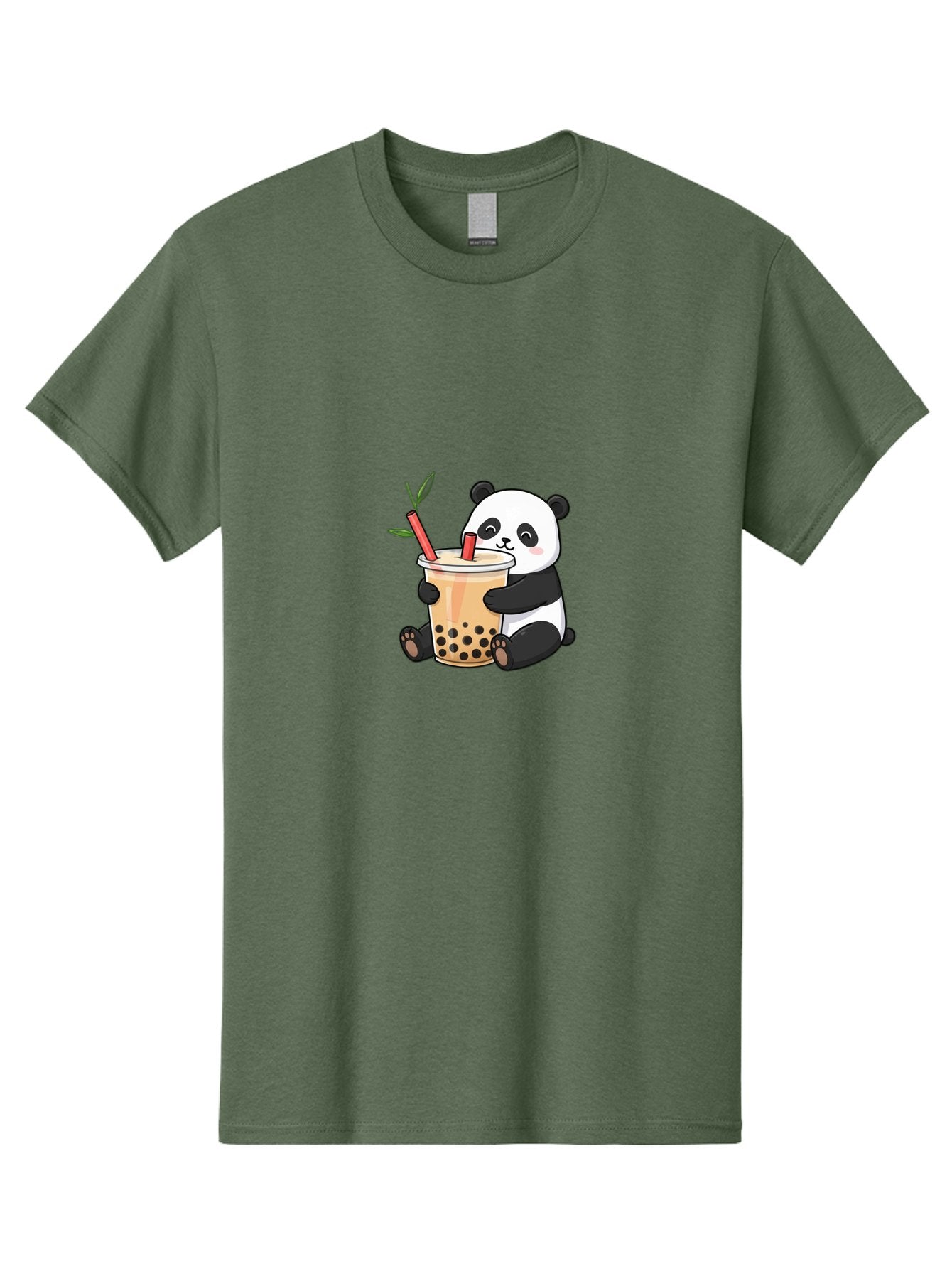 Panda-Bubble-Tea Men'S Graphic Tee, 100% Cotton, Comfortable Casual Summer Wear, Machine Washable, Cute Panda, Bubble Tea, Boba, Kawaii, Cartoon Character, Adorable, Tea Drink, Straw, Black Boba, Milk Tea, Happy Panda, Tea Lover, Boba Lover Bad399