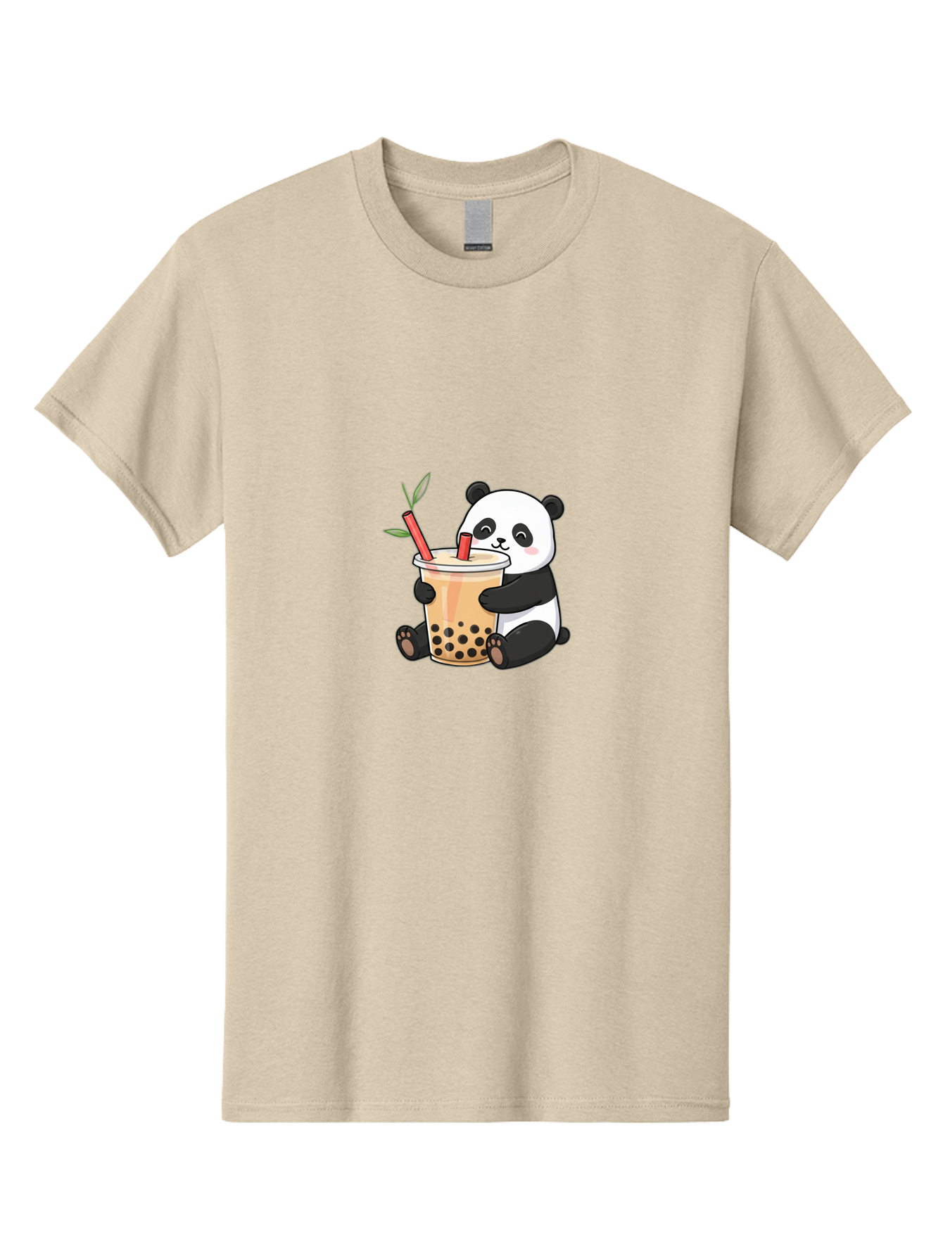 Panda-Bubble-Tea Men'S Graphic Tee, 100% Cotton, Comfortable Casual Summer Wear, Machine Washable, Cute Panda, Bubble Tea, Boba, Kawaii, Cartoon Character, Adorable, Tea Drink, Straw, Black Boba, Milk Tea, Happy Panda, Tea Lover, Boba Lover Bad399 3