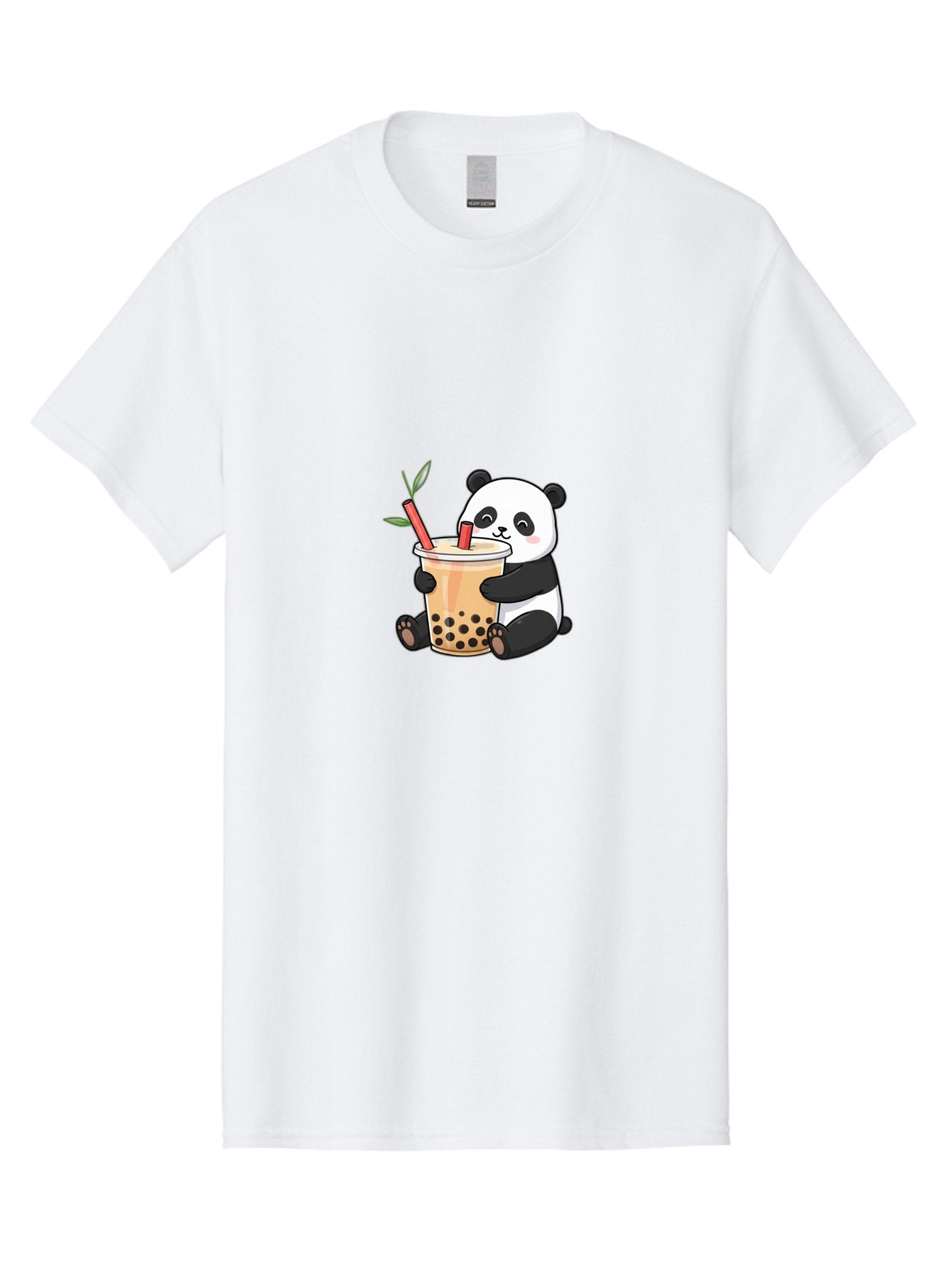 Panda-Bubble-Tea Men'S Graphic Tee, 100% Cotton, Comfortable Casual Summer Wear, Machine Washable, Cute Panda, Bubble Tea, Boba, Kawaii, Cartoon Character, Adorable, Tea Drink, Straw, Black Boba, Milk Tea, Happy Panda, Tea Lover, Boba Lover Bad399 3
