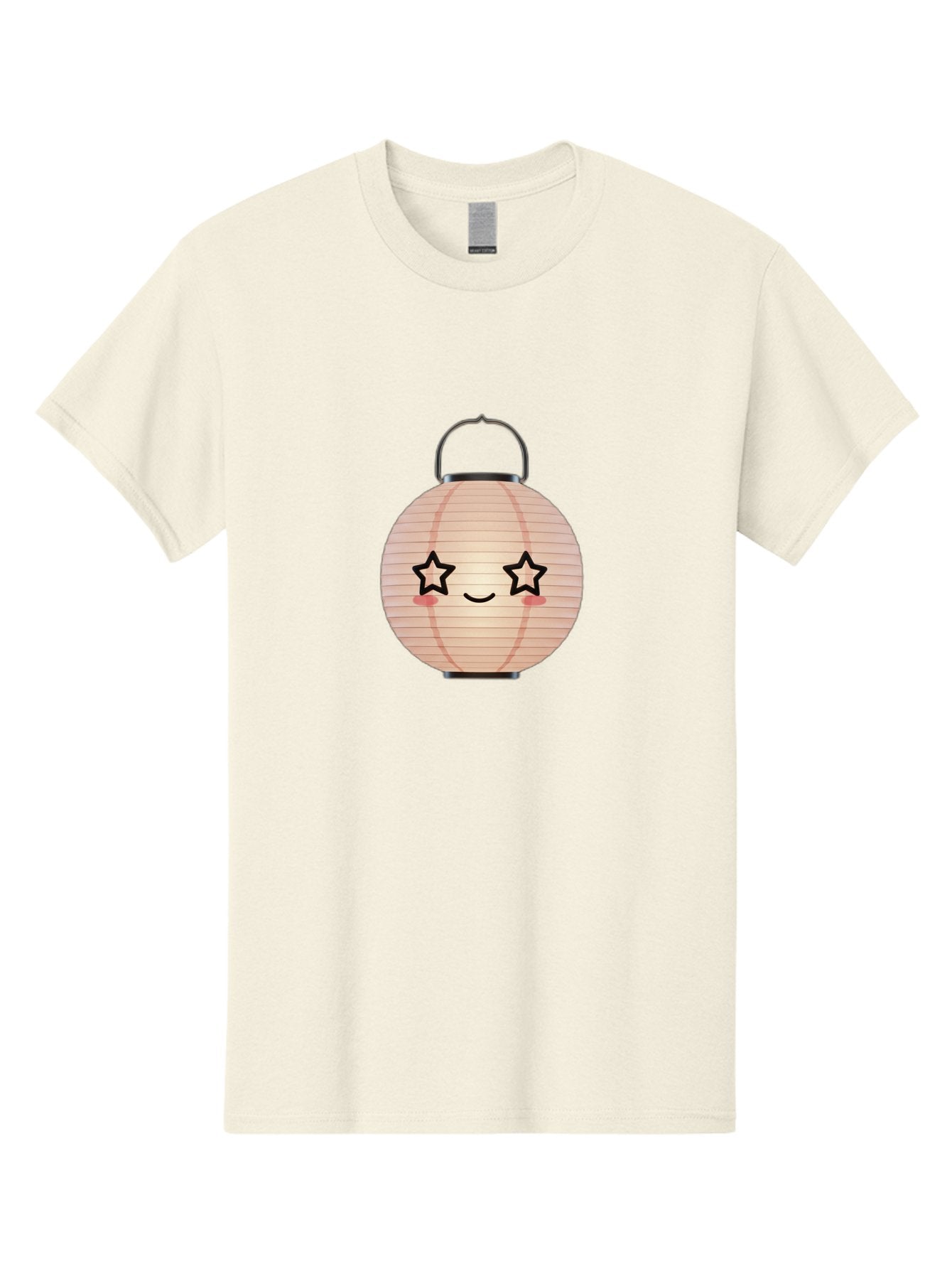 Paper-Lantern-2 Men'S Graphic Tee, 100% Cotton, Comfortable Casual Summer Wear, Machine Washable, Kawaii Paper Lantern, Cute Illustration, Smiling Face, Star Eyes, Pink Cheeks, Japanese Culture, Lantern Art, Cartoon Style, Festive Decoration Bad402