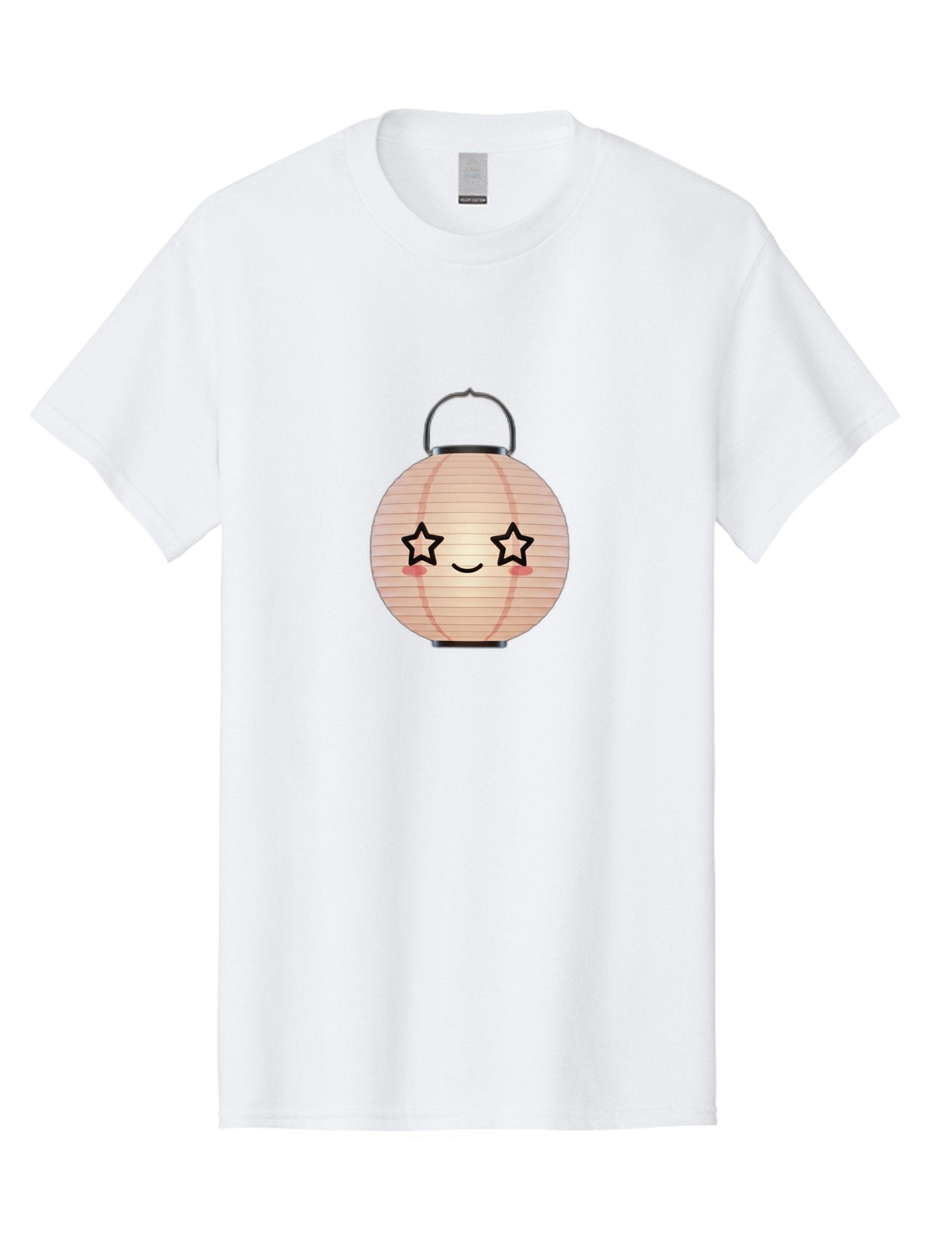 Paper-Lantern-2 Men'S Graphic Tee, 100% Cotton, Comfortable Casual Summer Wear, Machine Washable, Kawaii Paper Lantern, Cute Illustration, Smiling Face, Star Eyes, Pink Cheeks, Japanese Culture, Lantern Art, Cartoon Style, Festive Decoration Bad402 15