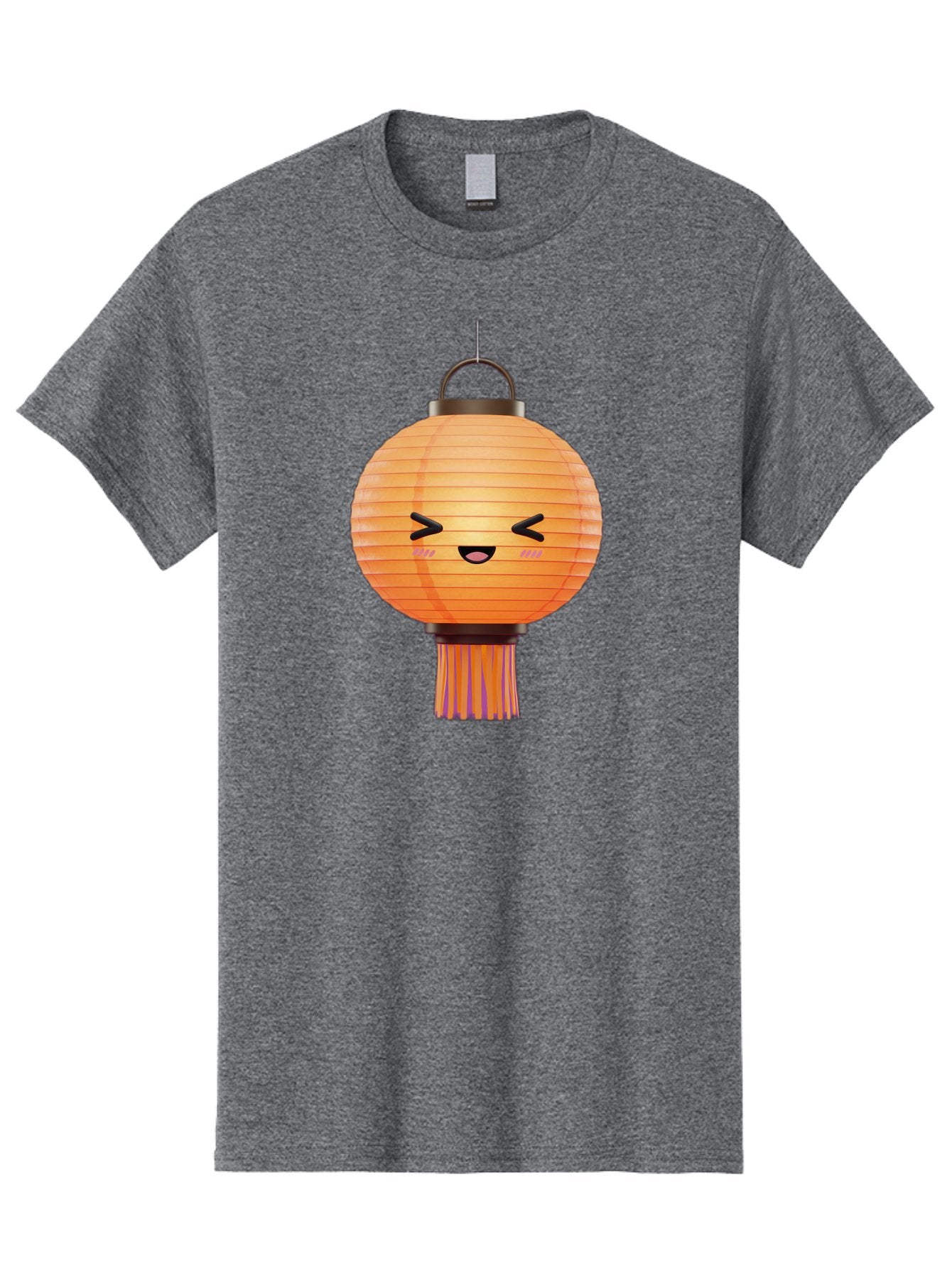 Paper-Lantern-3 Men'S Graphic Tee, 100% Cotton, Comfortable Casual Summer Wear, Machine Washable, Paper Lantern, Smiling Face, Hanging Decoration, Orange Color, Playful Design, Kawaii Style, Japanese Culture, Festive Atmosphere Bad403