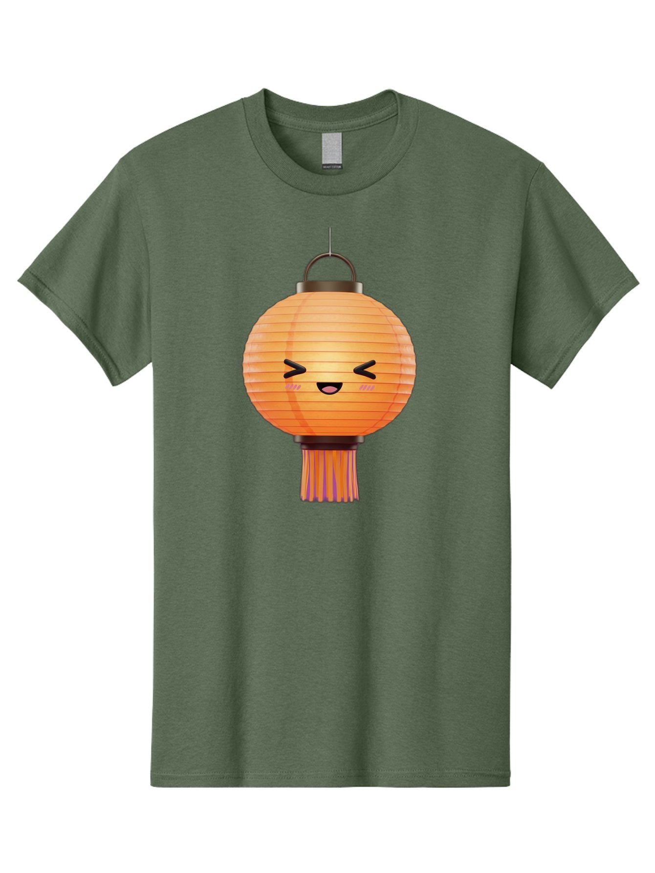 Paper-Lantern-3 Men'S Graphic Tee, 100% Cotton, Comfortable Casual Summer Wear, Machine Washable, Paper Lantern, Smiling Face, Hanging Decoration, Orange Color, Playful Design, Kawaii Style, Japanese Culture, Festive Atmosphere Bad403 12