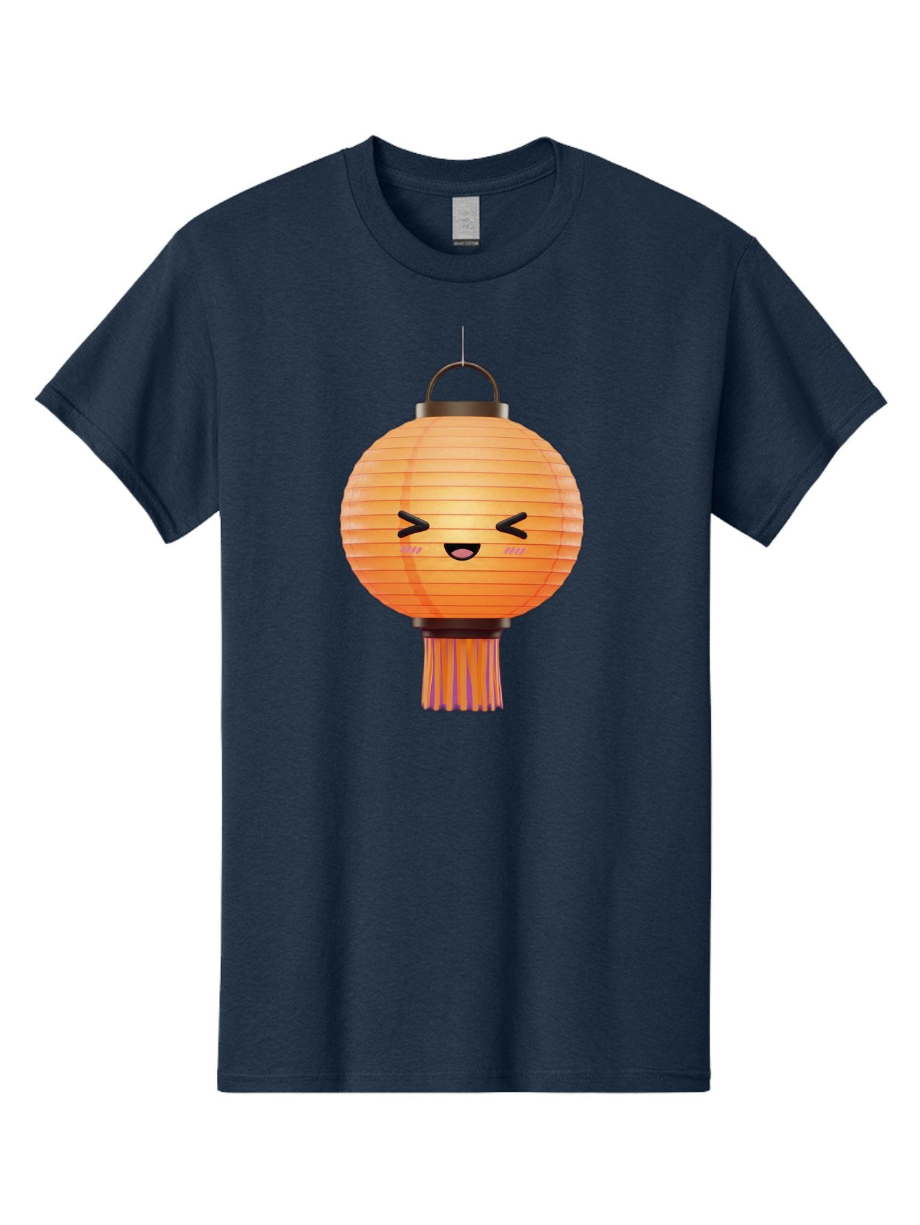 Paper-Lantern-3 Men'S Graphic Tee, 100% Cotton, Comfortable Casual Summer Wear, Machine Washable, Paper Lantern, Smiling Face, Hanging Decoration, Orange Color, Playful Design, Kawaii Style, Japanese Culture, Festive Atmosphere Bad403 11
