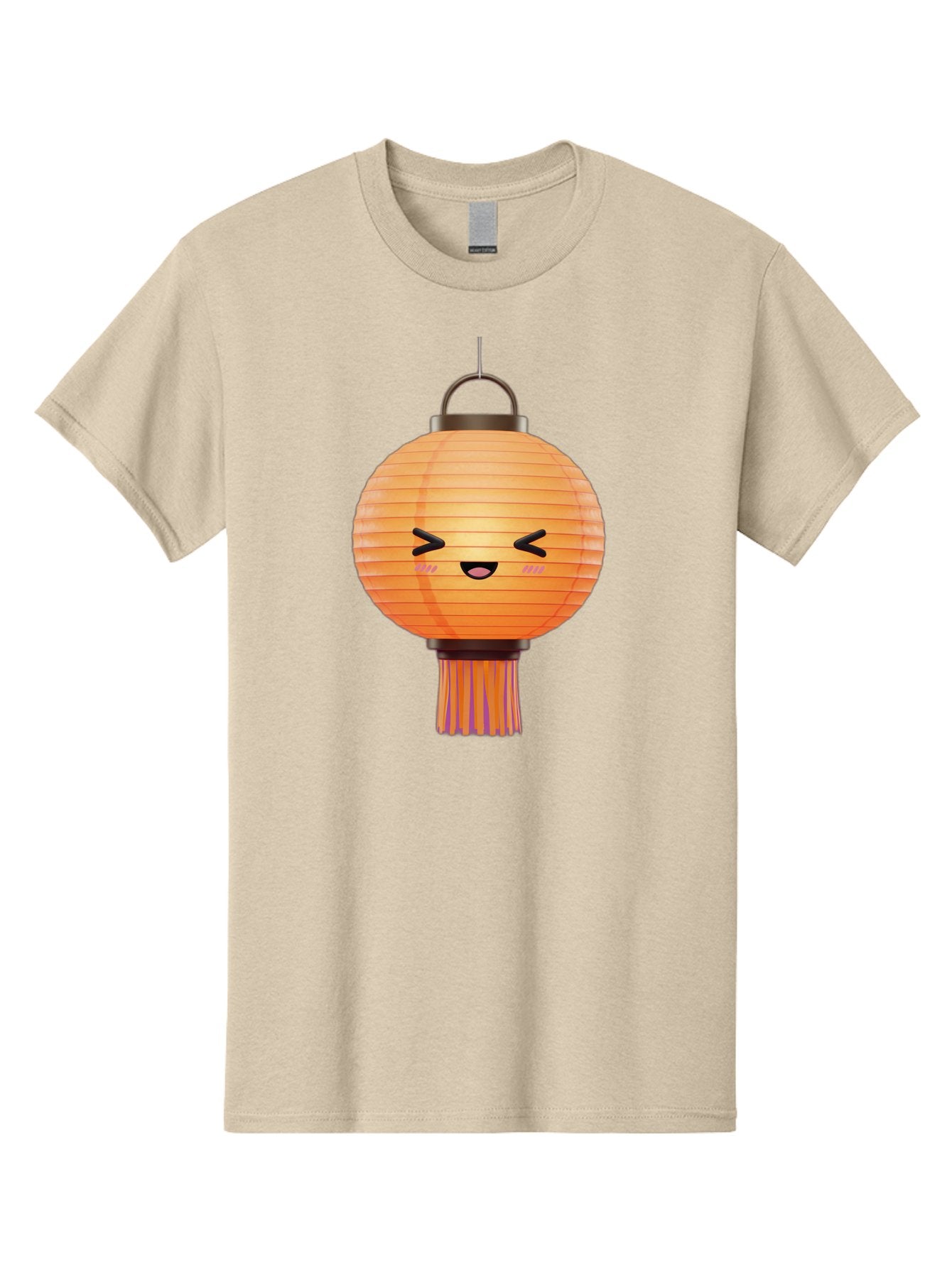 Paper-Lantern-3 Men'S Graphic Tee, 100% Cotton, Comfortable Casual Summer Wear, Machine Washable, Paper Lantern, Smiling Face, Hanging Decoration, Orange Color, Playful Design, Kawaii Style, Japanese Culture, Festive Atmosphere Bad403 5