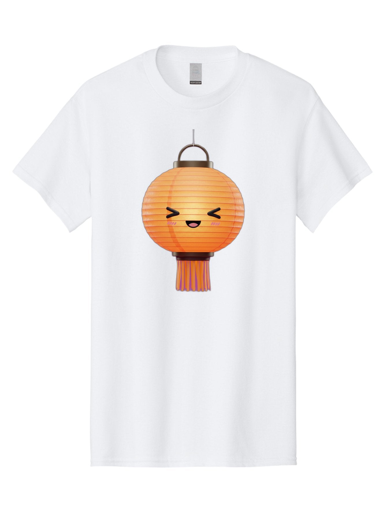 Paper-Lantern-3 Men'S Graphic Tee, 100% Cotton, Comfortable Casual Summer Wear, Machine Washable, Paper Lantern, Smiling Face, Hanging Decoration, Orange Color, Playful Design, Kawaii Style, Japanese Culture, Festive Atmosphere Bad403 13