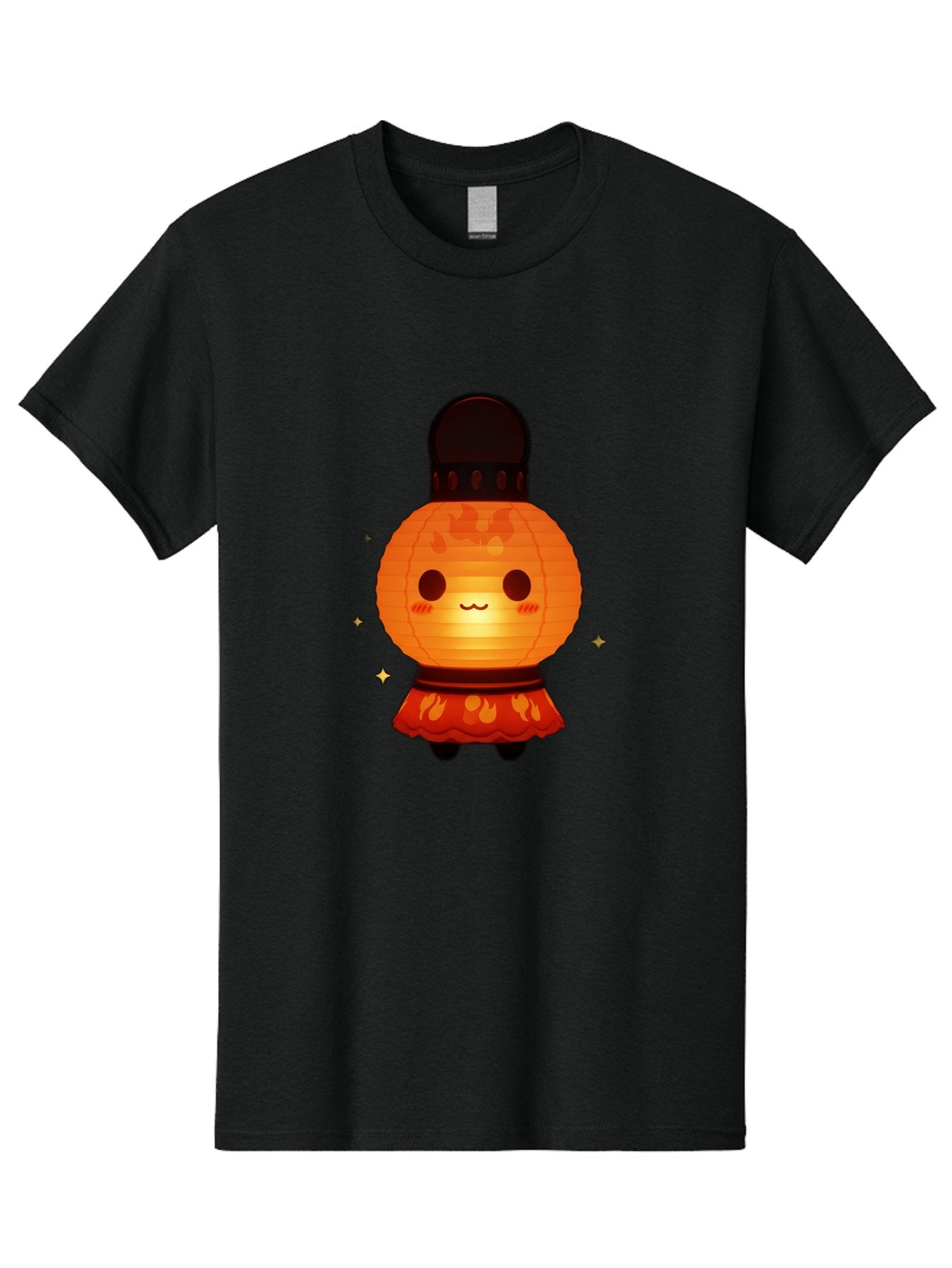 Paper-Lantern-Character-1 Men'S Graphic Tee, 100% Cotton, Comfortable Casual Summer Wear, Machine Washable, Kawaii Character, Paper Lantern, Cute Illustration, Cartoon Style, Orange Lantern, Red Skirt, Festive Atmosphere, Japanese Culture, Bad404 12