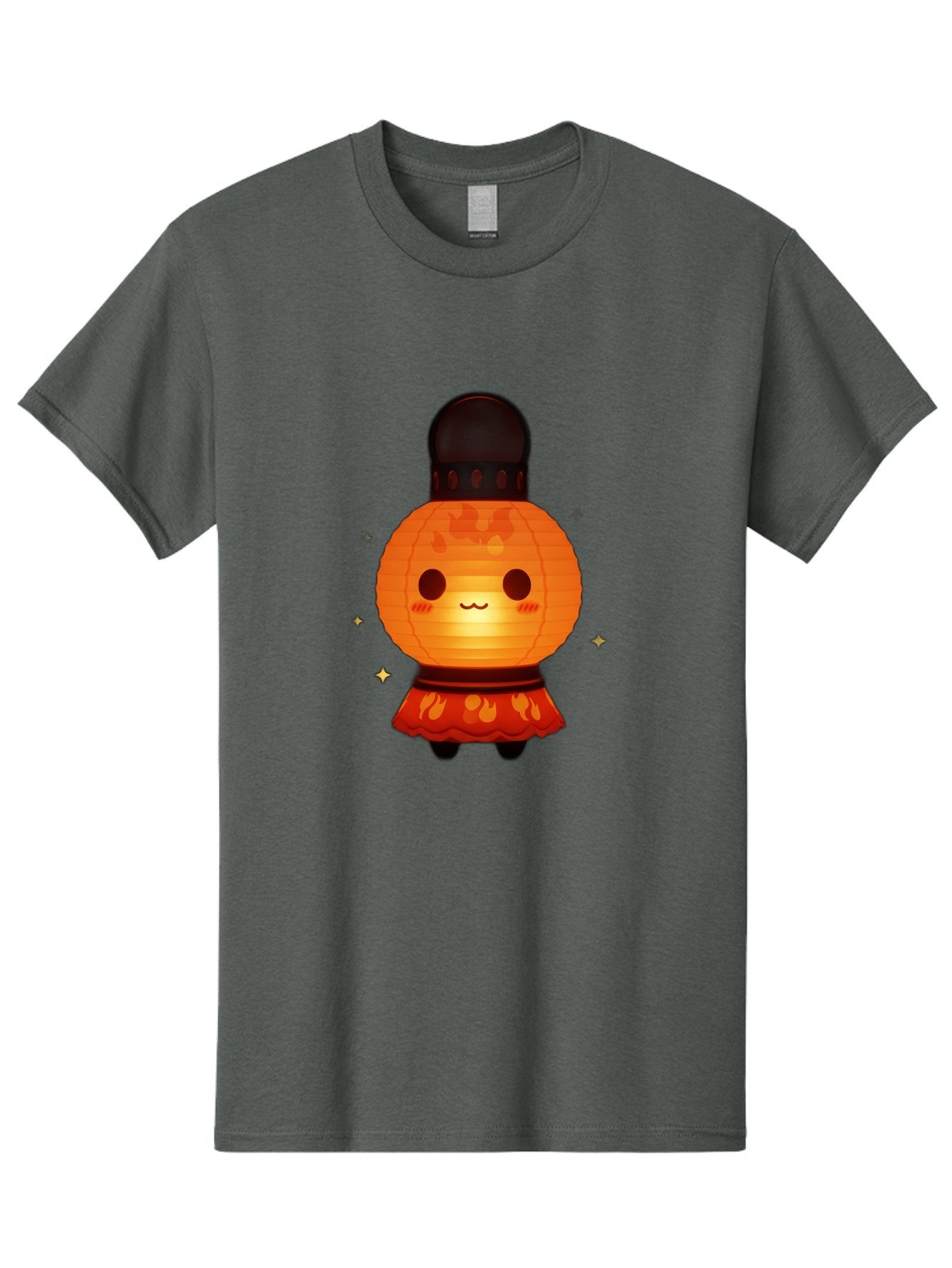 Paper-Lantern-Character-1 Men'S Graphic Tee, 100% Cotton, Comfortable Casual Summer Wear, Machine Washable, Kawaii Character, Paper Lantern, Cute Illustration, Cartoon Style, Orange Lantern, Red Skirt, Festive Atmosphere, Japanese Culture, Bad404 15