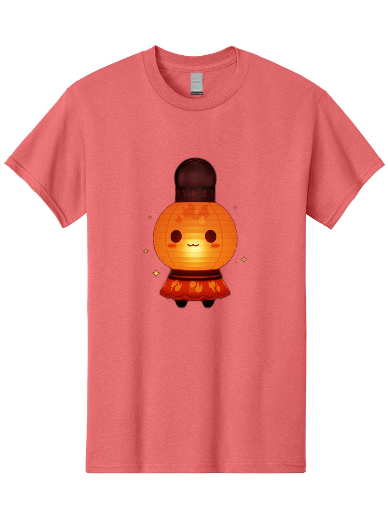 Paper-Lantern-Character-1 Men'S Graphic Tee, 100% Cotton, Comfortable Casual Summer Wear, Machine Washable, Kawaii Character, Paper Lantern, Cute Illustration, Cartoon Style, Orange Lantern, Red Skirt, Festive Atmosphere, Japanese Culture, Bad404 4