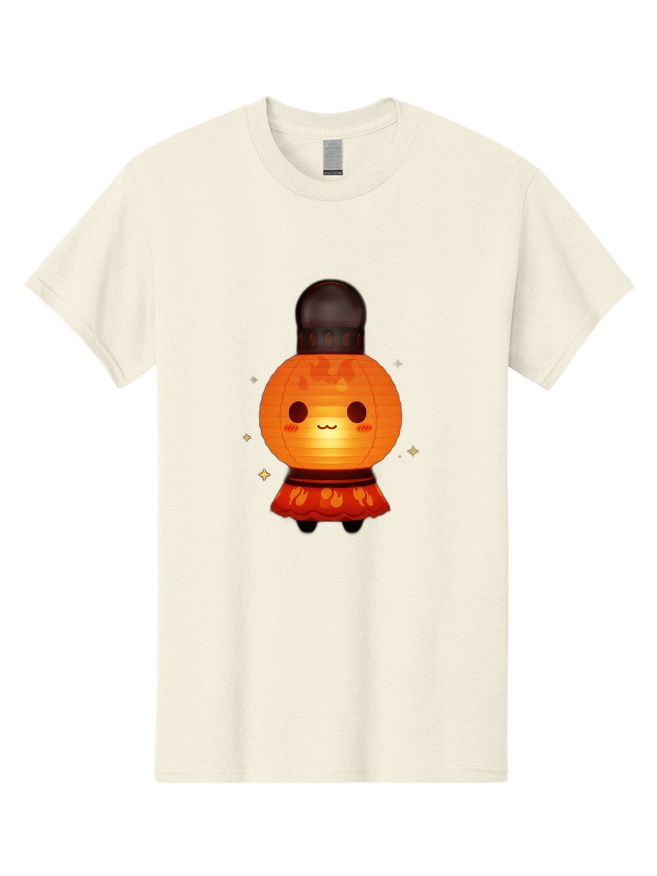 Paper-Lantern-Character-1 Men'S Graphic Tee, 100% Cotton, Comfortable Casual Summer Wear, Machine Washable, Kawaii Character, Paper Lantern, Cute Illustration, Cartoon Style, Orange Lantern, Red Skirt, Festive Atmosphere, Japanese Culture, Bad404 13
