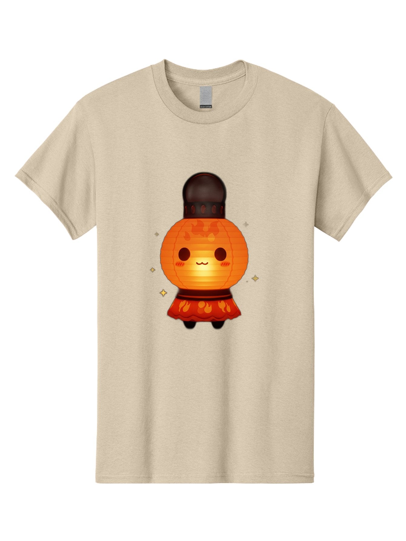 Paper-Lantern-Character-1 Men'S Graphic Tee, 100% Cotton, Comfortable Casual Summer Wear, Machine Washable, Kawaii Character, Paper Lantern, Cute Illustration, Cartoon Style, Orange Lantern, Red Skirt, Festive Atmosphere, Japanese Culture, Bad404 10