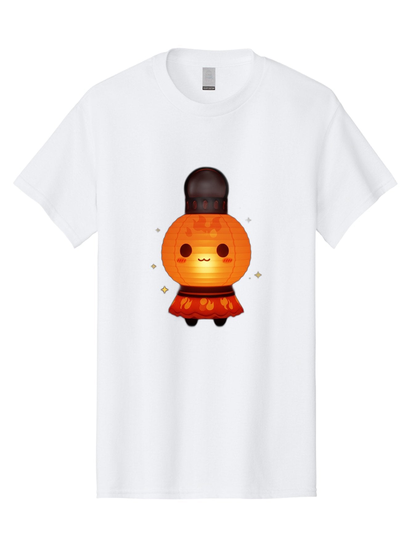 Paper-Lantern-Character-1 Men'S Graphic Tee, 100% Cotton, Comfortable Casual Summer Wear, Machine Washable, Kawaii Character, Paper Lantern, Cute Illustration, Cartoon Style, Orange Lantern, Red Skirt, Festive Atmosphere, Japanese Culture, Bad404 3