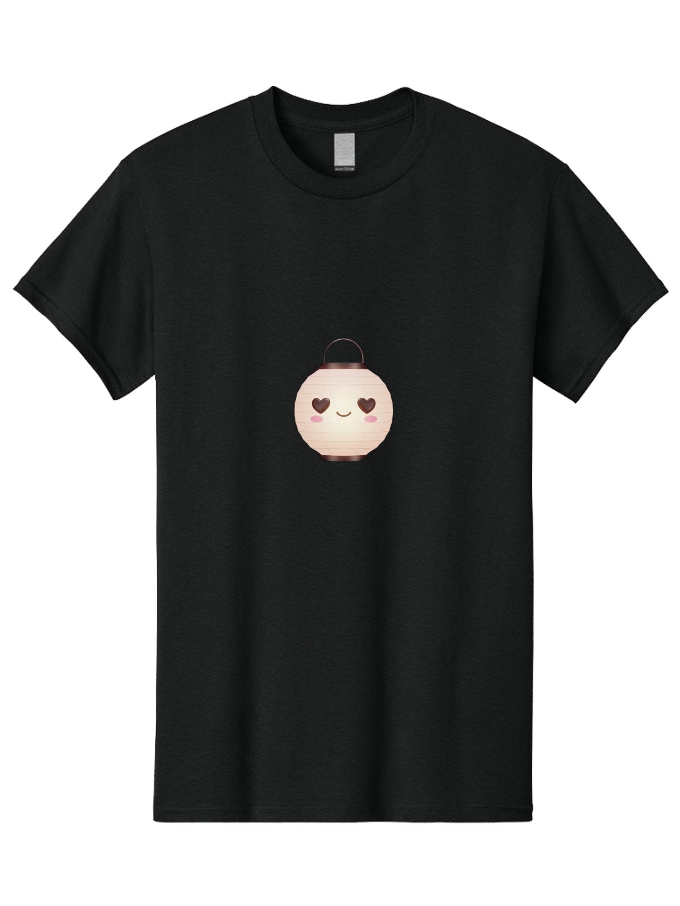 Paper-Lantern Men'S Graphic Tee, 100% Cotton, Comfortable Casual Summer Wear, Machine Washable, Paper Lantern With Heart-Shaped Eyes, Cartoon Style, Cute Expression, Pink Cheeks, Smiling Face, Kawaii Design, Love Symbol, Lantern Character Bad406 4