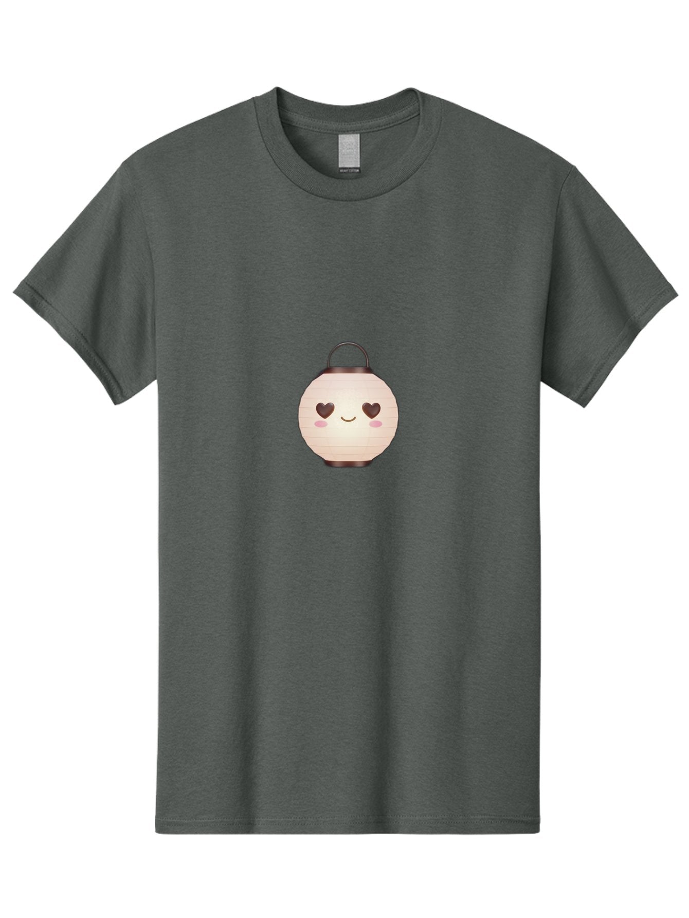 Paper-Lantern Men'S Graphic Tee, 100% Cotton, Comfortable Casual Summer Wear, Machine Washable, Paper Lantern With Heart-Shaped Eyes, Cartoon Style, Cute Expression, Pink Cheeks, Smiling Face, Kawaii Design, Love Symbol, Lantern Character Bad406