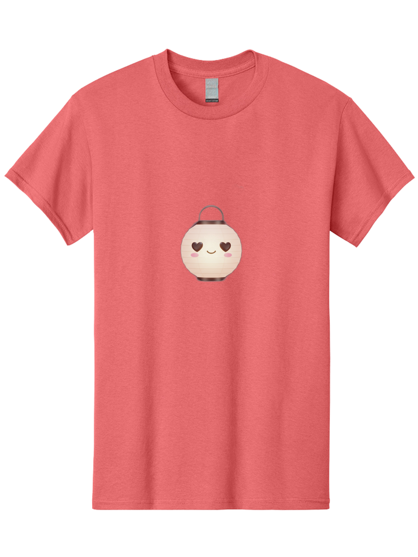 Paper-Lantern Men'S Graphic Tee, 100% Cotton, Comfortable Casual Summer Wear, Machine Washable, Paper Lantern With Heart-Shaped Eyes, Cartoon Style, Cute Expression, Pink Cheeks, Smiling Face, Kawaii Design, Love Symbol, Lantern Character Bad406 8