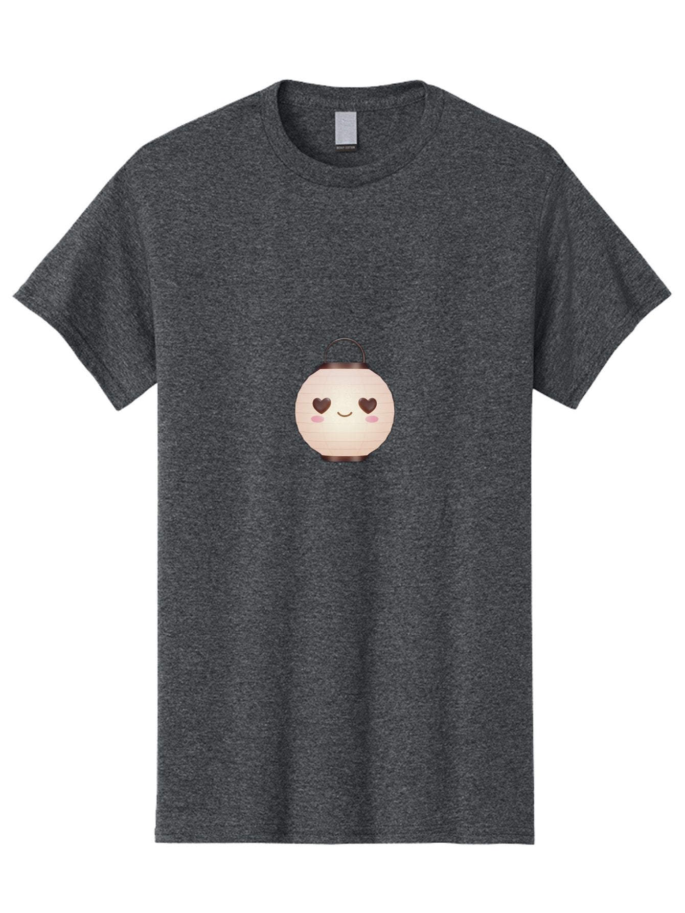 Paper-Lantern Men'S Graphic Tee, 100% Cotton, Comfortable Casual Summer Wear, Machine Washable, Paper Lantern With Heart-Shaped Eyes, Cartoon Style, Cute Expression, Pink Cheeks, Smiling Face, Kawaii Design, Love Symbol, Lantern Character Bad406 7