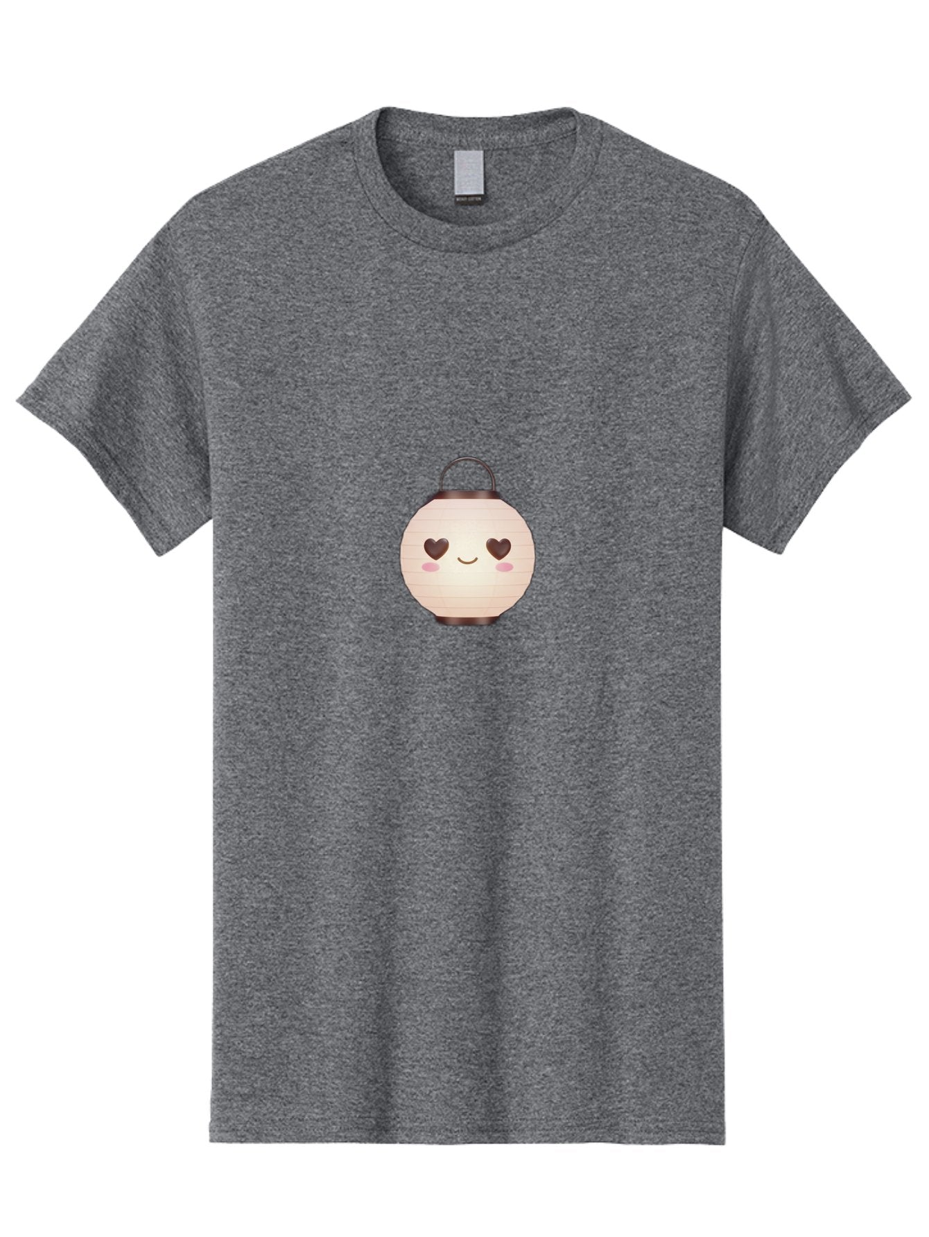 Paper-Lantern Men'S Graphic Tee, 100% Cotton, Comfortable Casual Summer Wear, Machine Washable, Paper Lantern With Heart-Shaped Eyes, Cartoon Style, Cute Expression, Pink Cheeks, Smiling Face, Kawaii Design, Love Symbol, Lantern Character Bad406 6
