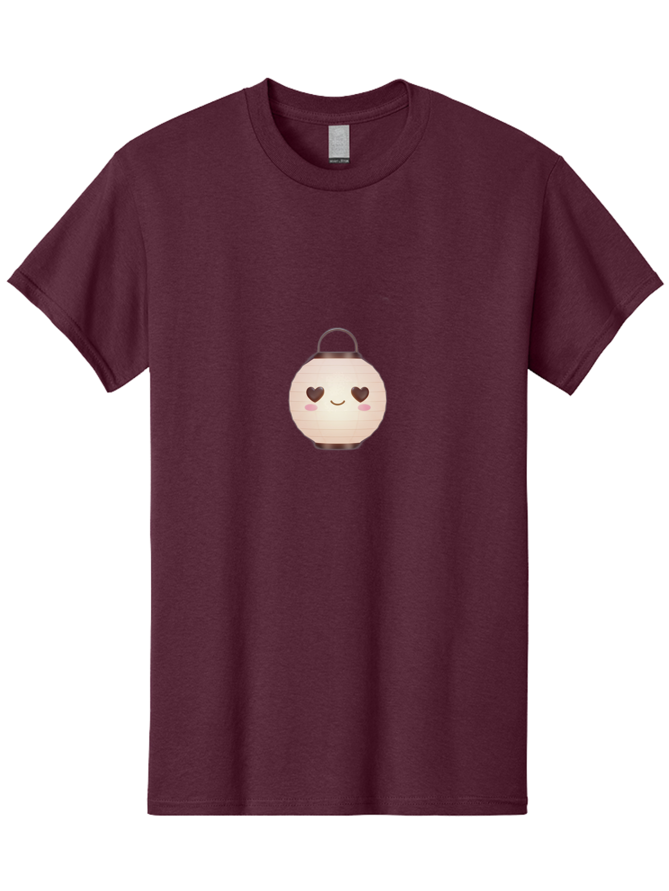 Paper-Lantern Men'S Graphic Tee, 100% Cotton, Comfortable Casual Summer Wear, Machine Washable, Paper Lantern With Heart-Shaped Eyes, Cartoon Style, Cute Expression, Pink Cheeks, Smiling Face, Kawaii Design, Love Symbol, Lantern Character Bad406 4