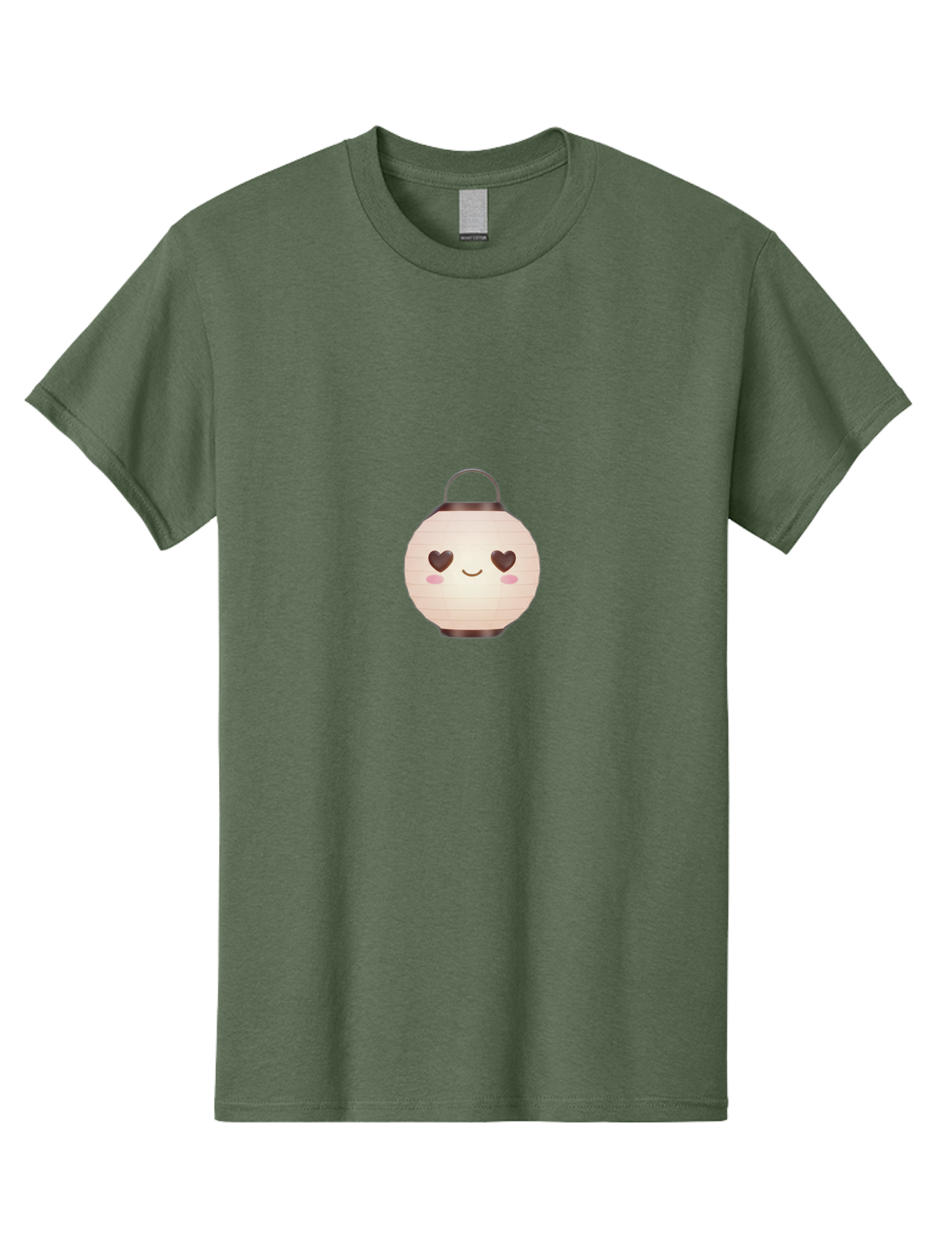 Paper-Lantern Men'S Graphic Tee, 100% Cotton, Comfortable Casual Summer Wear, Machine Washable, Paper Lantern With Heart-Shaped Eyes, Cartoon Style, Cute Expression, Pink Cheeks, Smiling Face, Kawaii Design, Love Symbol, Lantern Character Bad406 5