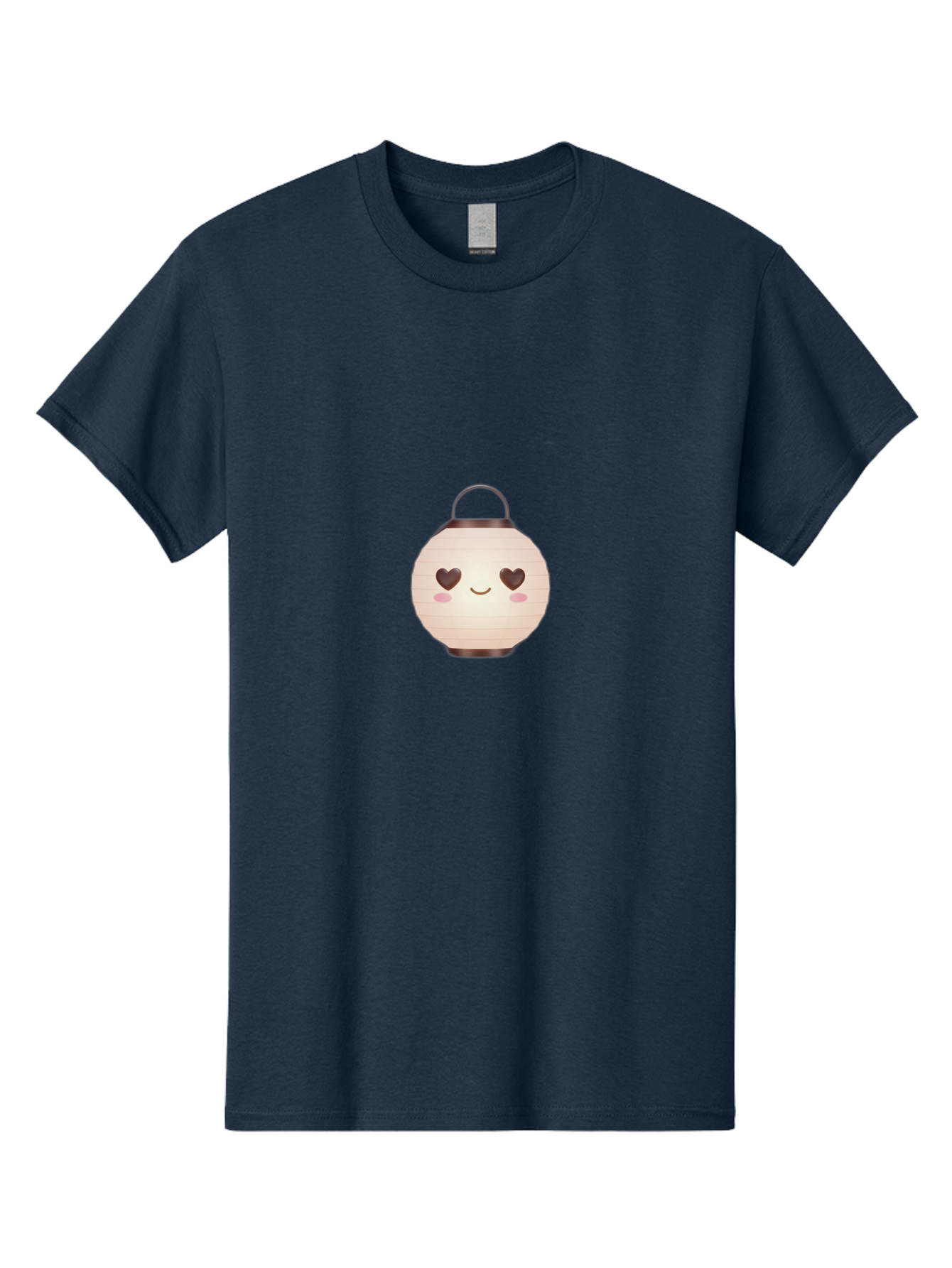 Paper-Lantern Men'S Graphic Tee, 100% Cotton, Comfortable Casual Summer Wear, Machine Washable, Paper Lantern With Heart-Shaped Eyes, Cartoon Style, Cute Expression, Pink Cheeks, Smiling Face, Kawaii Design, Love Symbol, Lantern Character Bad406 3