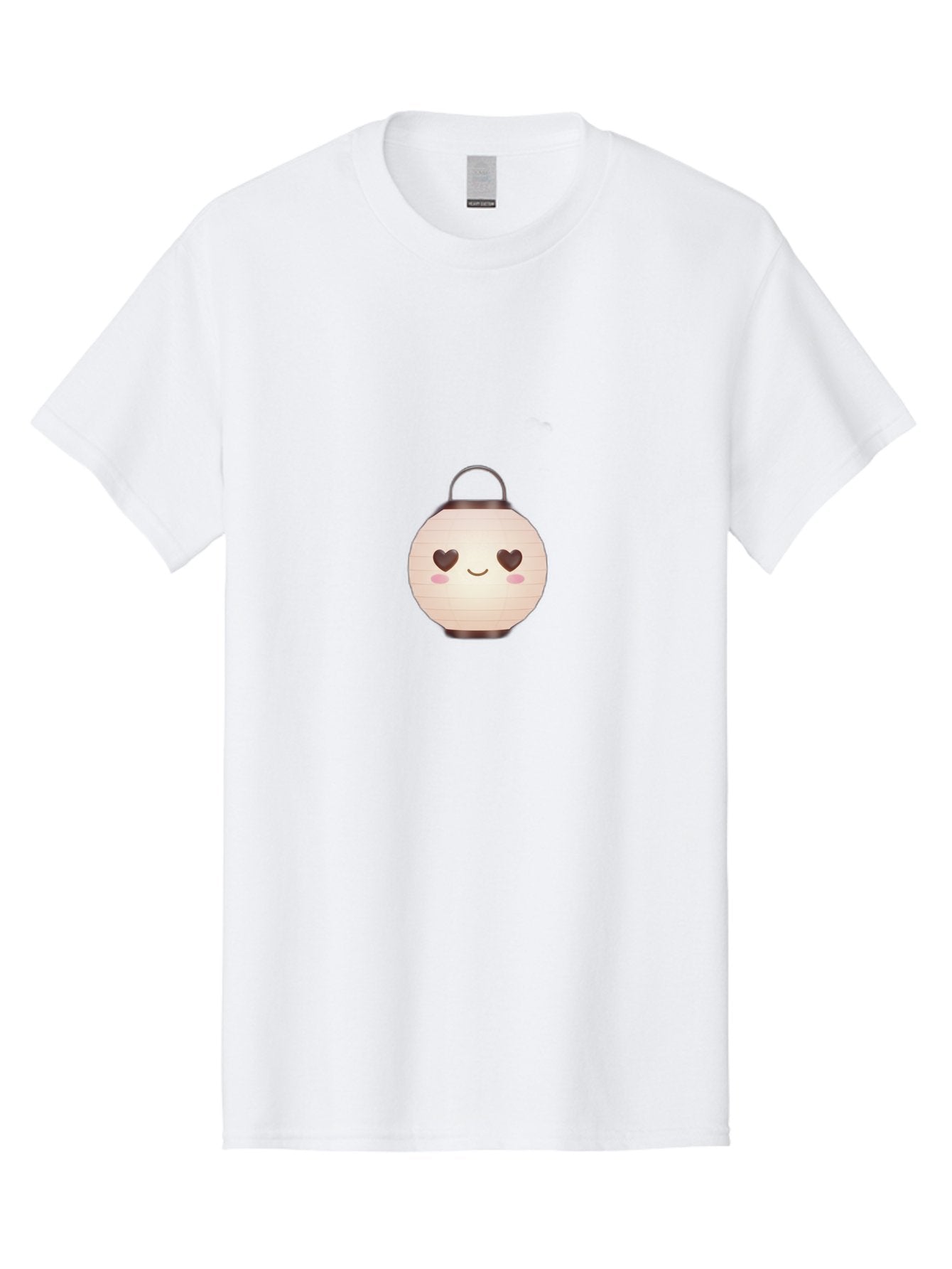 Paper-Lantern Men'S Graphic Tee, 100% Cotton, Comfortable Casual Summer Wear, Machine Washable, Paper Lantern With Heart-Shaped Eyes, Cartoon Style, Cute Expression, Pink Cheeks, Smiling Face, Kawaii Design, Love Symbol, Lantern Character Bad406 15
