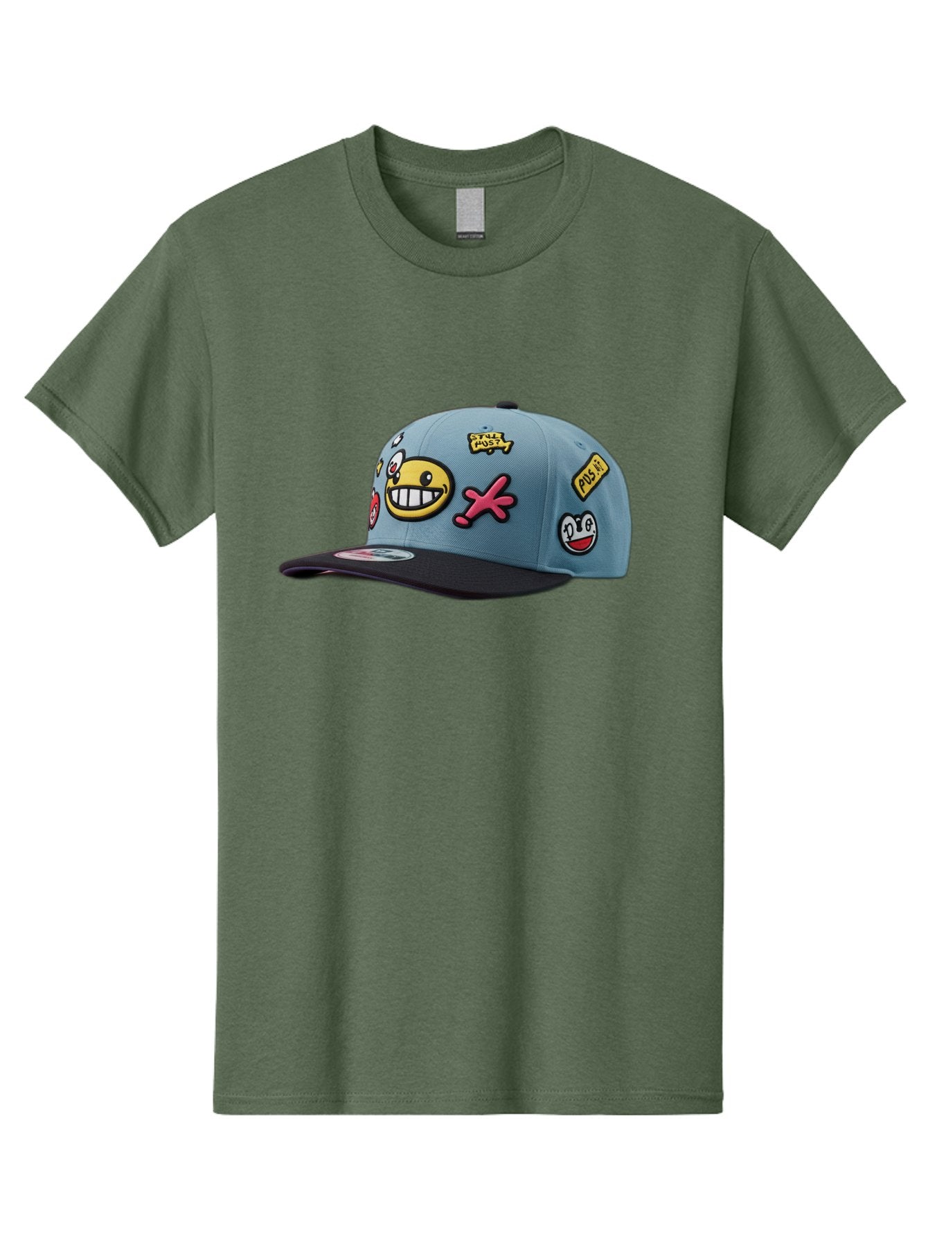 Pawz Men'S Graphic Tee, 100% Cotton, Comfortable Casual Summer Wear, Machine Washable, Streetwear Baseball Cap, Paul G Patches, Cartoon Smiley Face, Fashion Accessory, Street Style, Youth Culture, Graphic Design Bad410 14
