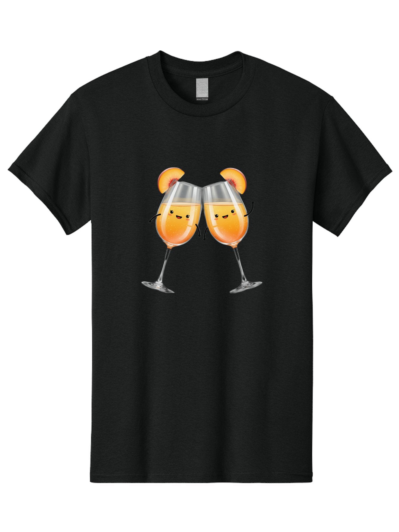 Peach-Bellini Men'S Graphic Tee, 100% Cotton, Comfortable Casual Summer Wear, Machine Washable, Peach Bellini Cocktail, Champagne Flutes, Cartoon Characters, Peach Slices, Festive Drinks, Happy Hour, Cocktail Party, Celebratory Toast Bad411 10